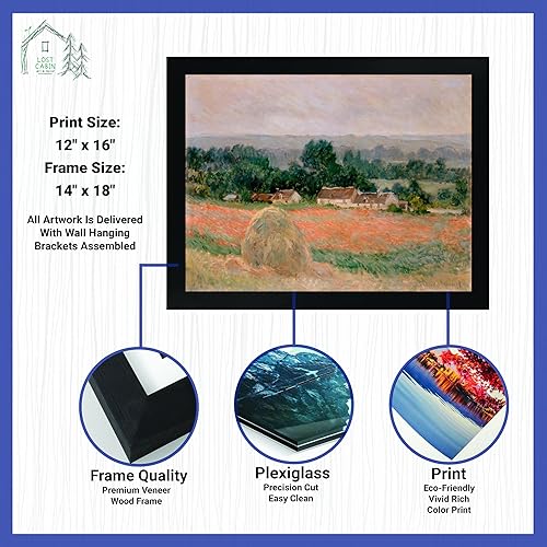 Miniatura 2 de Lost Cabin Haystack at Giverny 1886 de Claude Monet  Impresión en marco plano negro  Reproducción de pinturas de obras de arte finas  Regalo de
