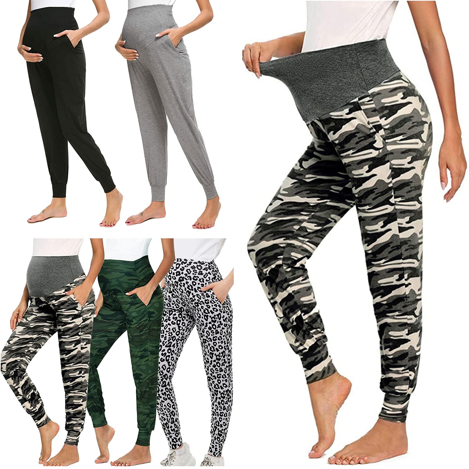 N\CMaternity Lounge Pants with Pockets, Over The Belly Comfy and Stretchy Pregnancy Women Pajama Long Pants Maternity Joggers Sweatpants