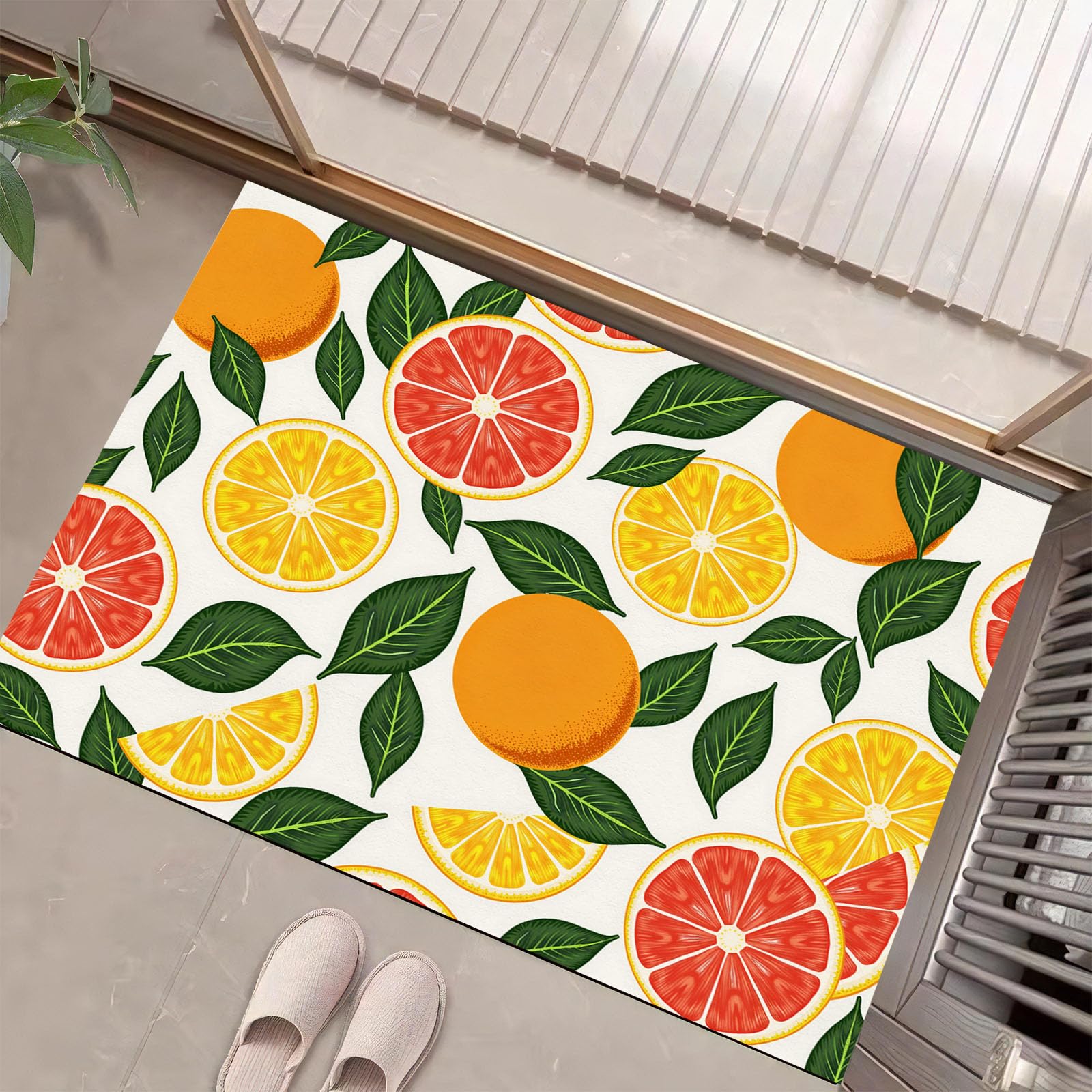 Paillasson cuisine dessous antidérapant haute densité motif agrumes