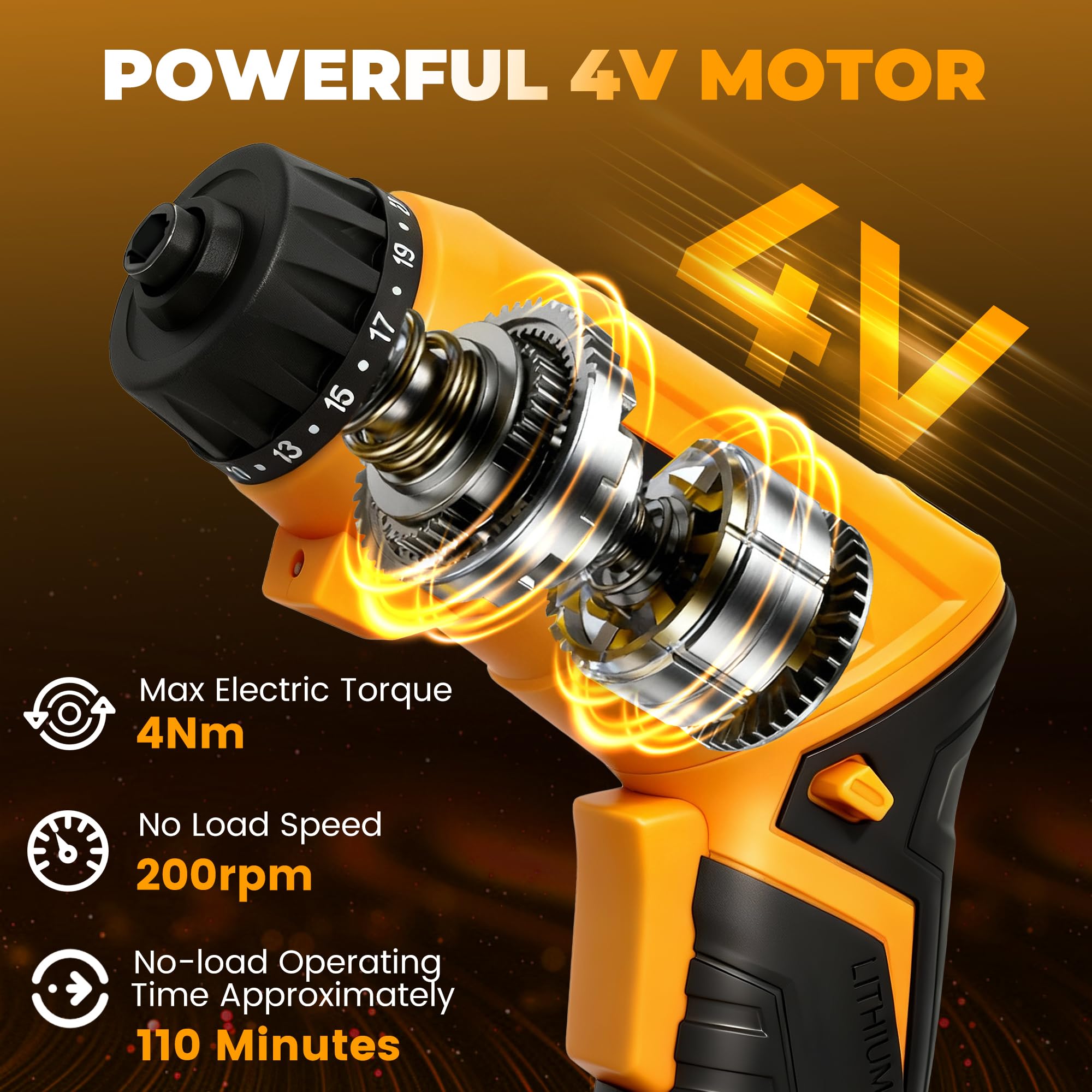 MulWark Cacciavite elettrico da 4 V, set di cacciaviti a batteria con 46 punte di precisione, design ricaricabile e leggero, manico rotante regolabile, luce LED integrata per progetti domestici e fai