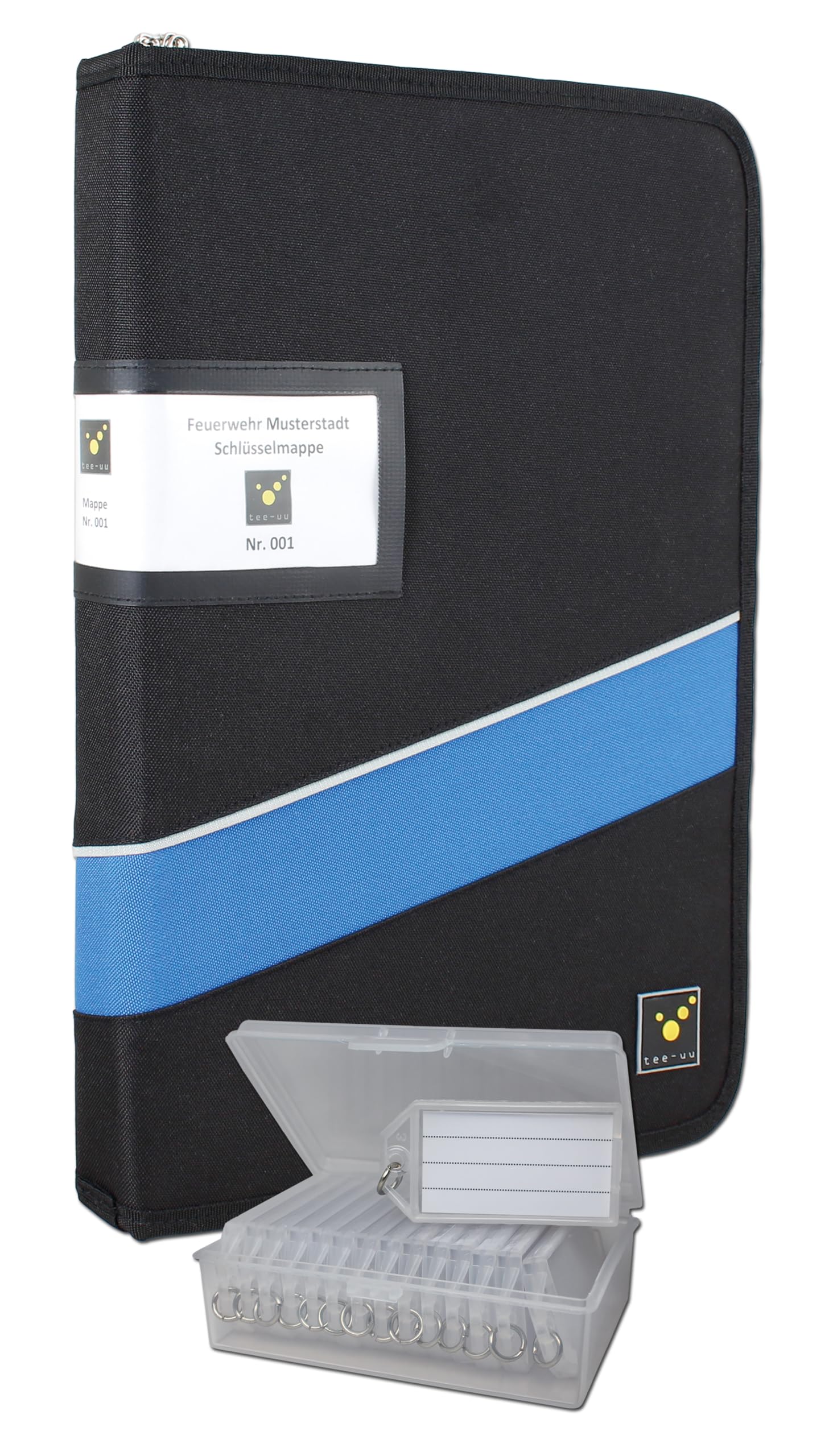 tee-uu KEYSTUFF XL teczka na klucze "PLUS" wraz z zestawem KEYTAG | organizer | segregator | 14 kluczy + zestaw | wyjmowana deska do pisania | pole do oznaczania