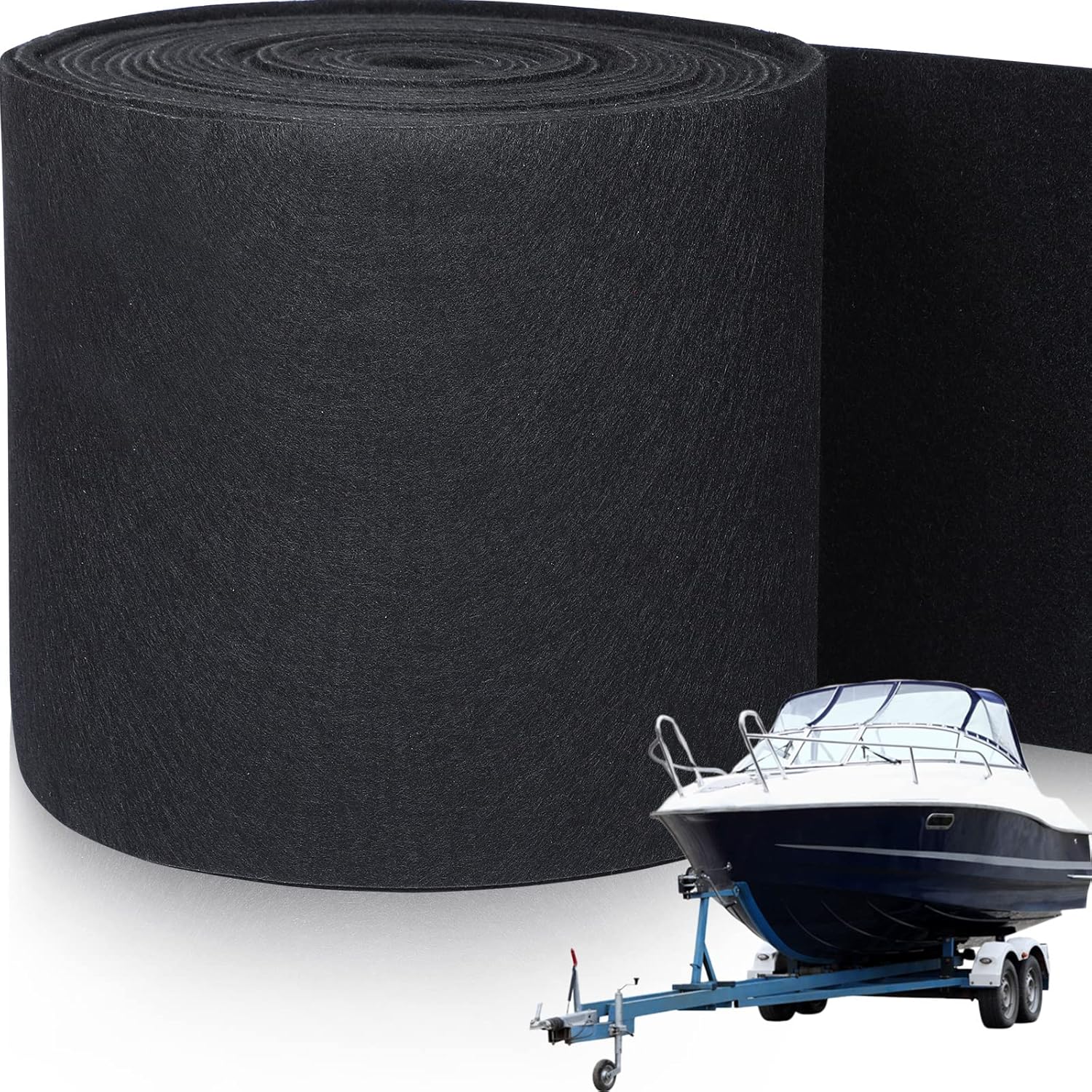 Remerry Boat Trailer Bunk Carpet, Marine Carpet Black Padding Polyester Boat Trailer Bunks Replacement Step, Bunker Material Covers