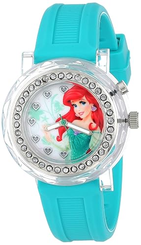 Disney Kids PN1066 Rhinestone-Accented Watch with Turquoise Rubber Band