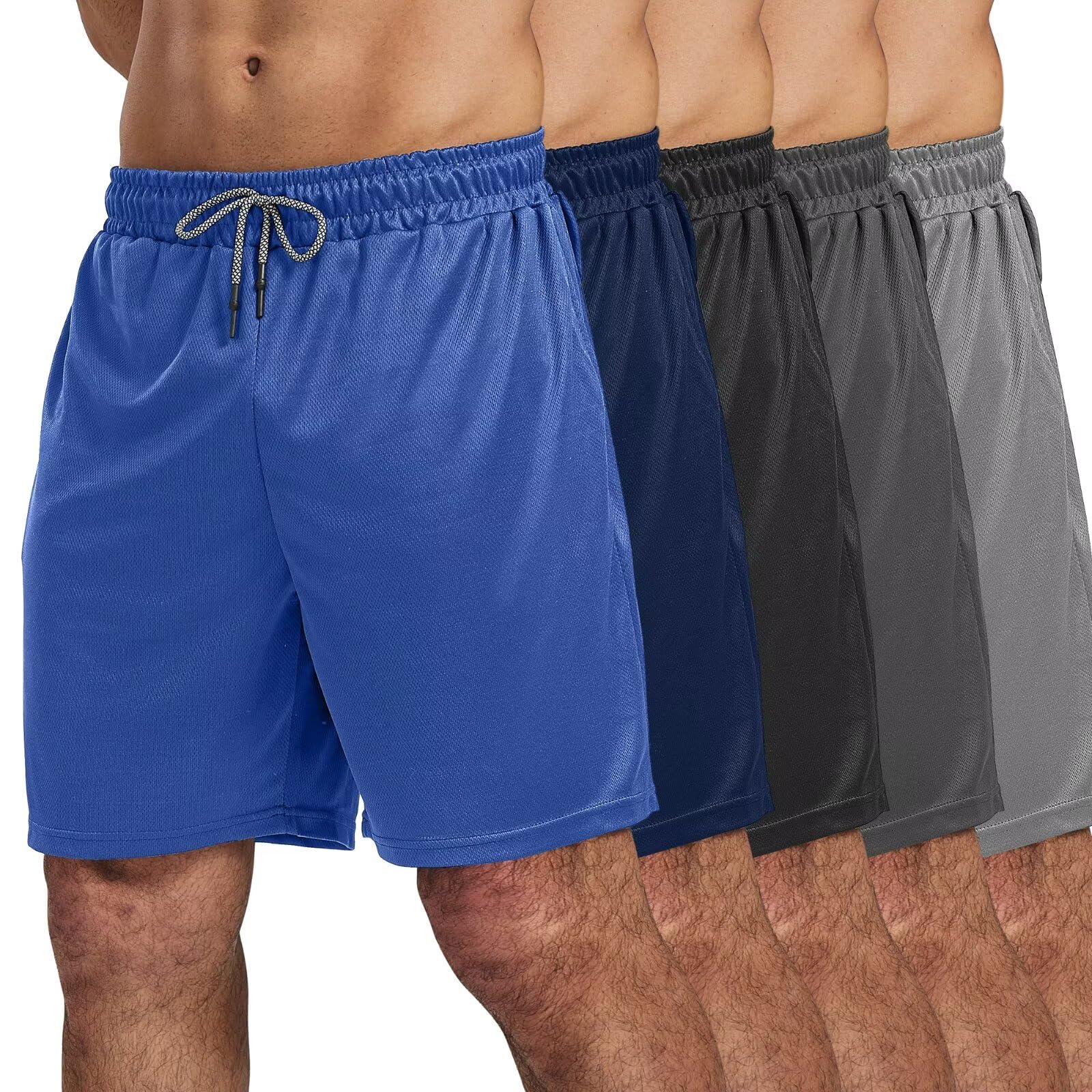 Pack Gym Shorts for Men inch, Mens Athletic Running Shorts Dry Fit  Mesh Active Workout Shorts for Men with Pockets