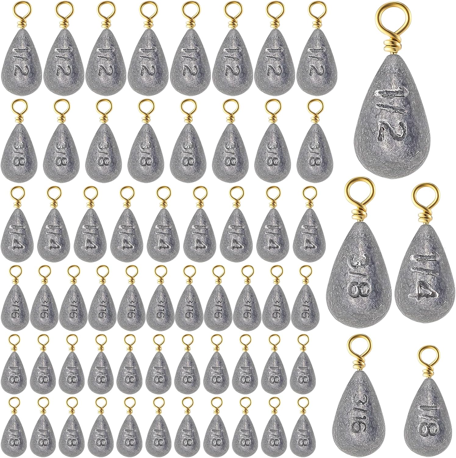 Bass Casting Swivel Bell Sinkers Fishing Weights Drop Shaped Fishing Sinkers Catfish Weights for Ocean Saltwater Surf Bass Casting Gear Tackle