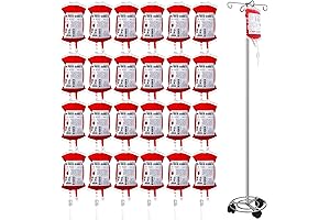 24 Pack Vampire Blood Drink Bag with IV Stand for Halloween