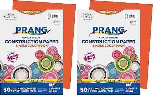 Prang (Formerly SunWorks) - Papel de construcción, naranja, 9 x 12 pulgadas, 50 hojas (paquete de 2)
