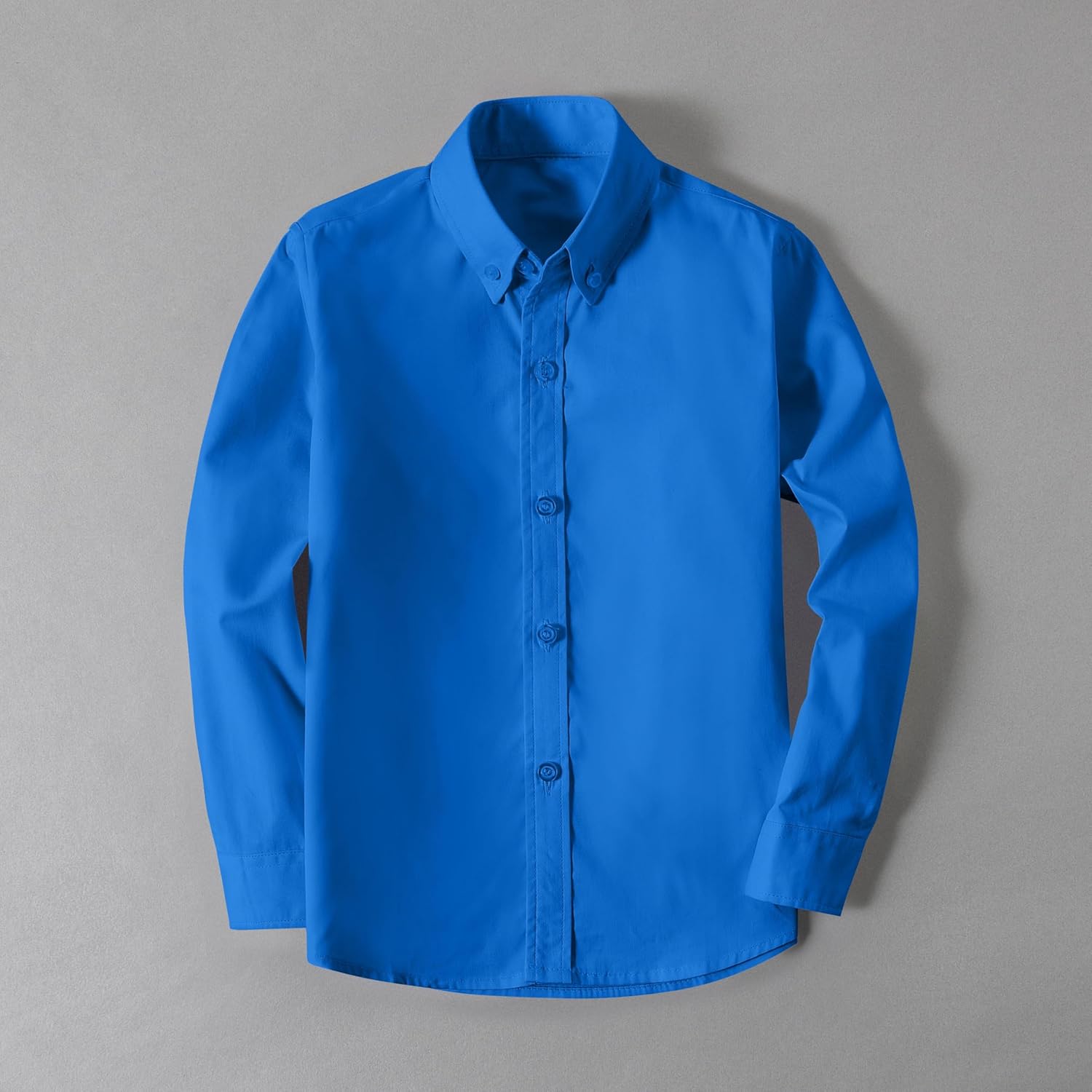 Visaccy Boys' Button Down Shirts Kids Long Sleeve Solid Collared School Shirt for Toddler Boy Size 2T-20 - Image 7