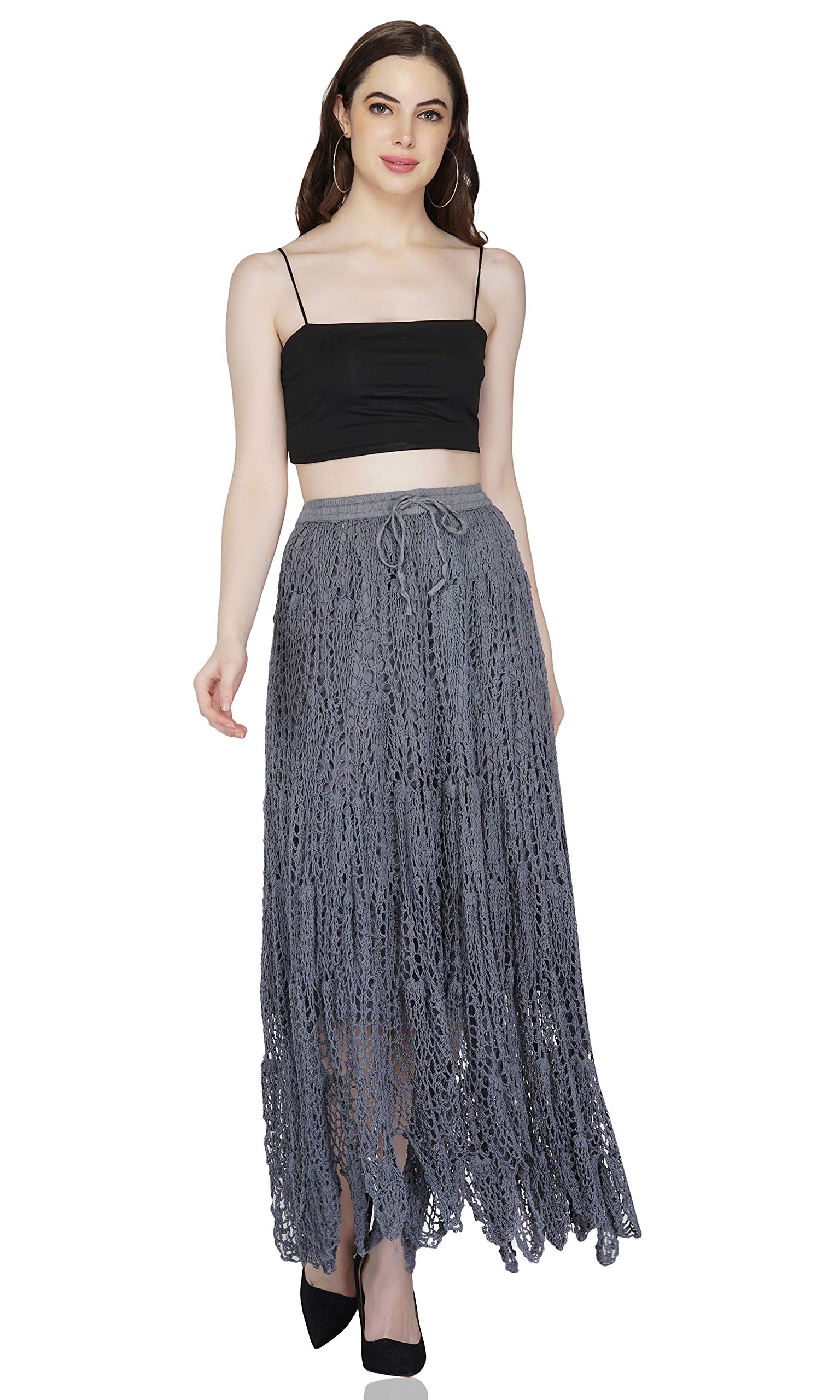 usha ENTERPRISES Ladies Long Crochet Boho Skirt with Full Inner Lining-picture-4
