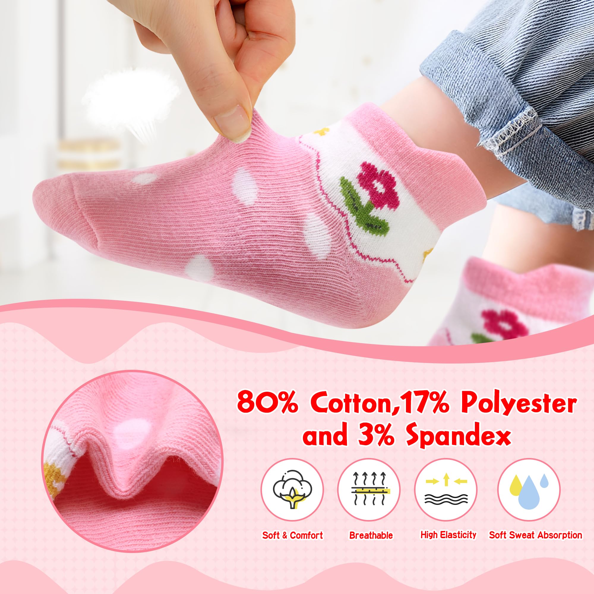 Confezione da 12 calzini da bambino antiscivolo con impugnature 1-7 anni multi colori, regalo per bambini e bambine