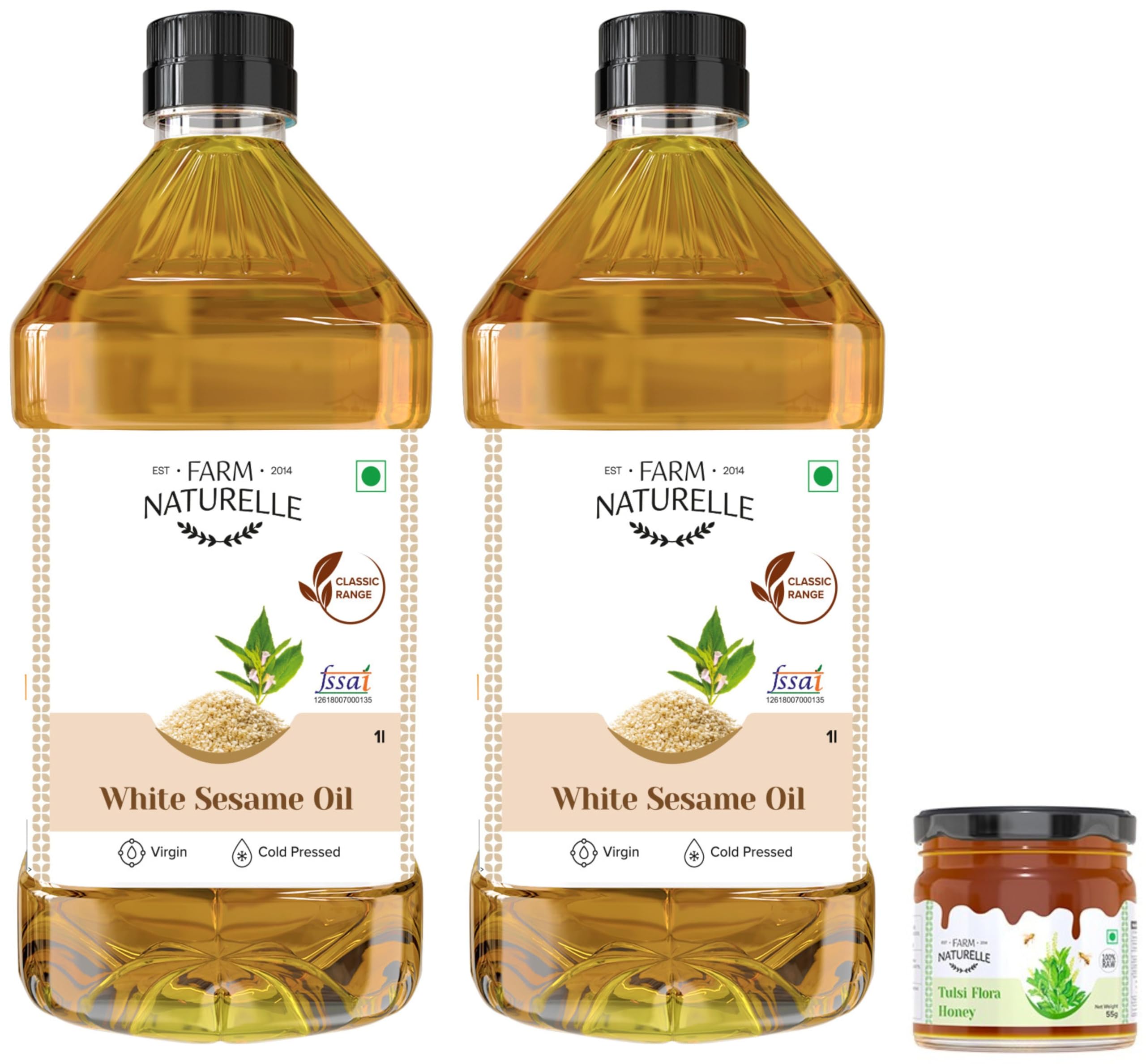 Farm Naturelle Finest Cold Pressed Virgin White Sesame Seeds Oil,1 Ltr x 2 with Raw Honey 55GM (B0849NH79C) Amazon Price History, Amazon Price Tracker