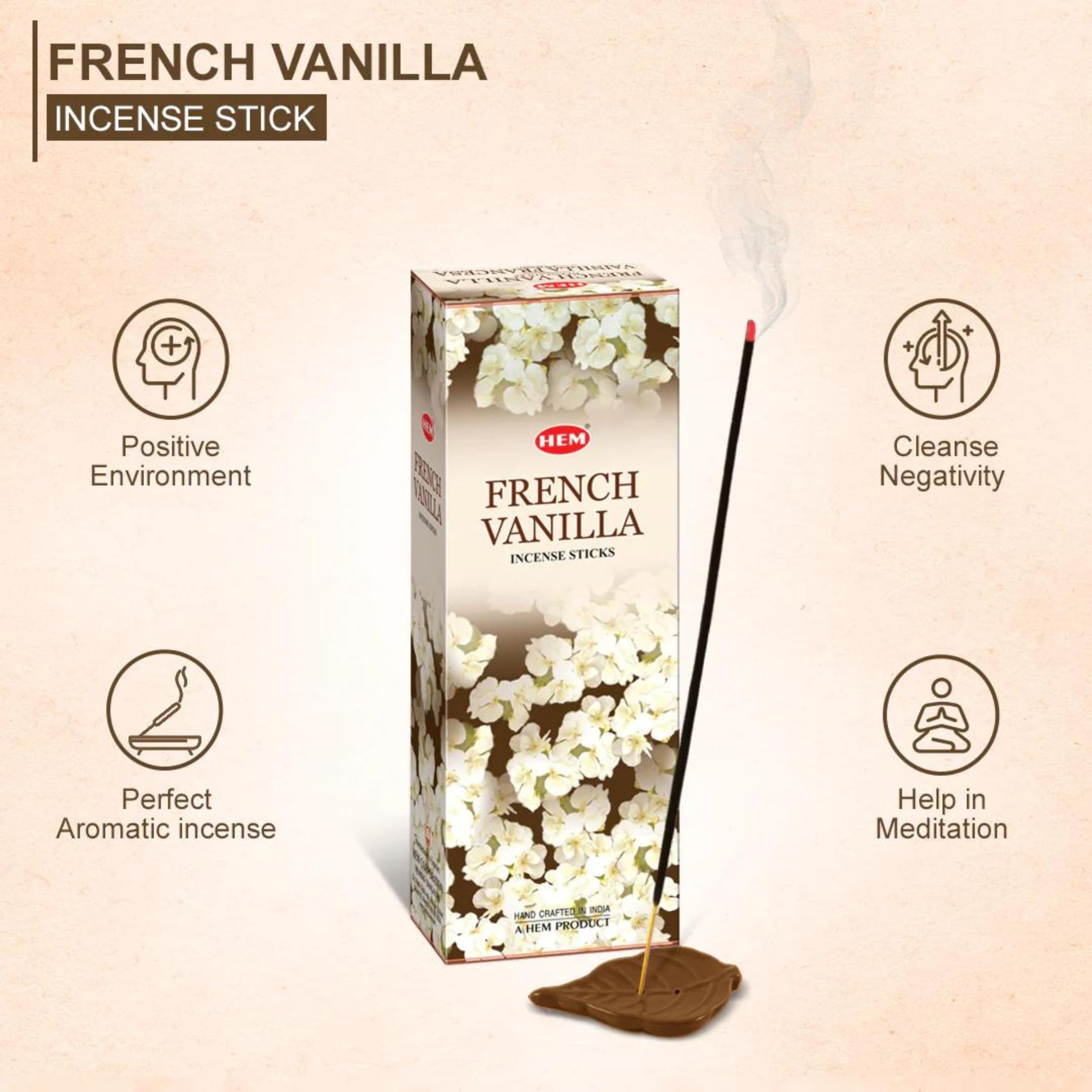 HEM Incense sticks French Vanilla Full box of 6 with DHS incense stick holder for Yoga Meditation, Healing, Spirituality - Image 2
