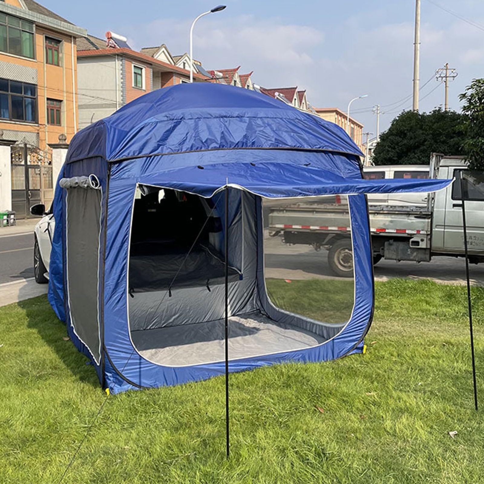 Uniwersalna siatka na klapę tylną S z podłogą, namioty tylnym włazem do rozkładanych namiotów markizowych typu hatchback(Blue)