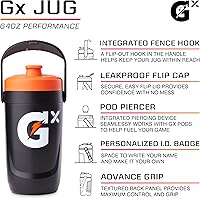 Vista 2 de Gatorade Gx Performance - Jarra de 64 onzas, a prueba de fugas, agarre antideslizante, ideal para atletas, azul marino