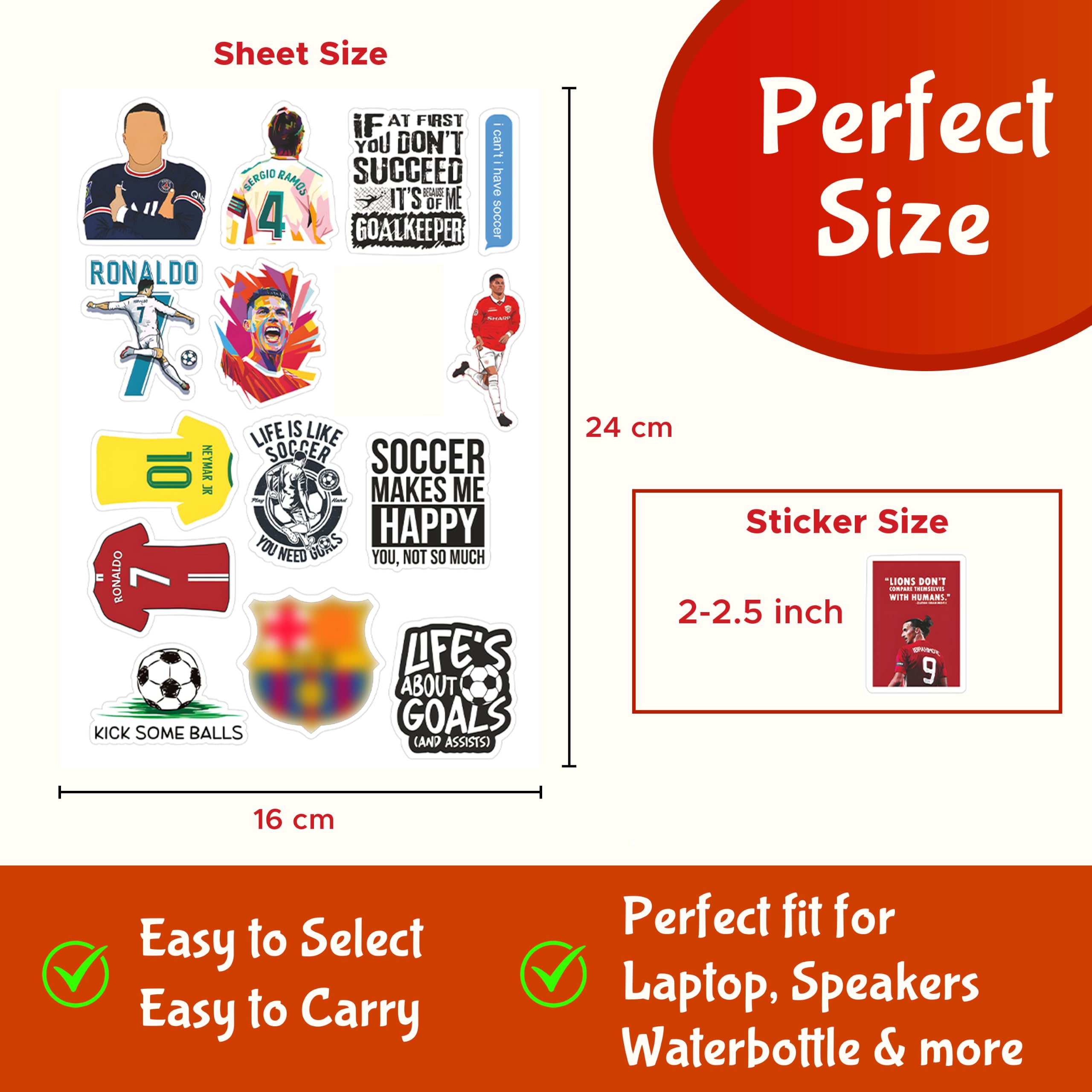 CodersParadise Pack Of 65 Football Soccer Stickers For Laptop, Planner, Diary, Waterproof Residue Free, self adhesive 2