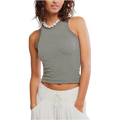 Free People So Soft Seamless Modal Stripe Tank black & white