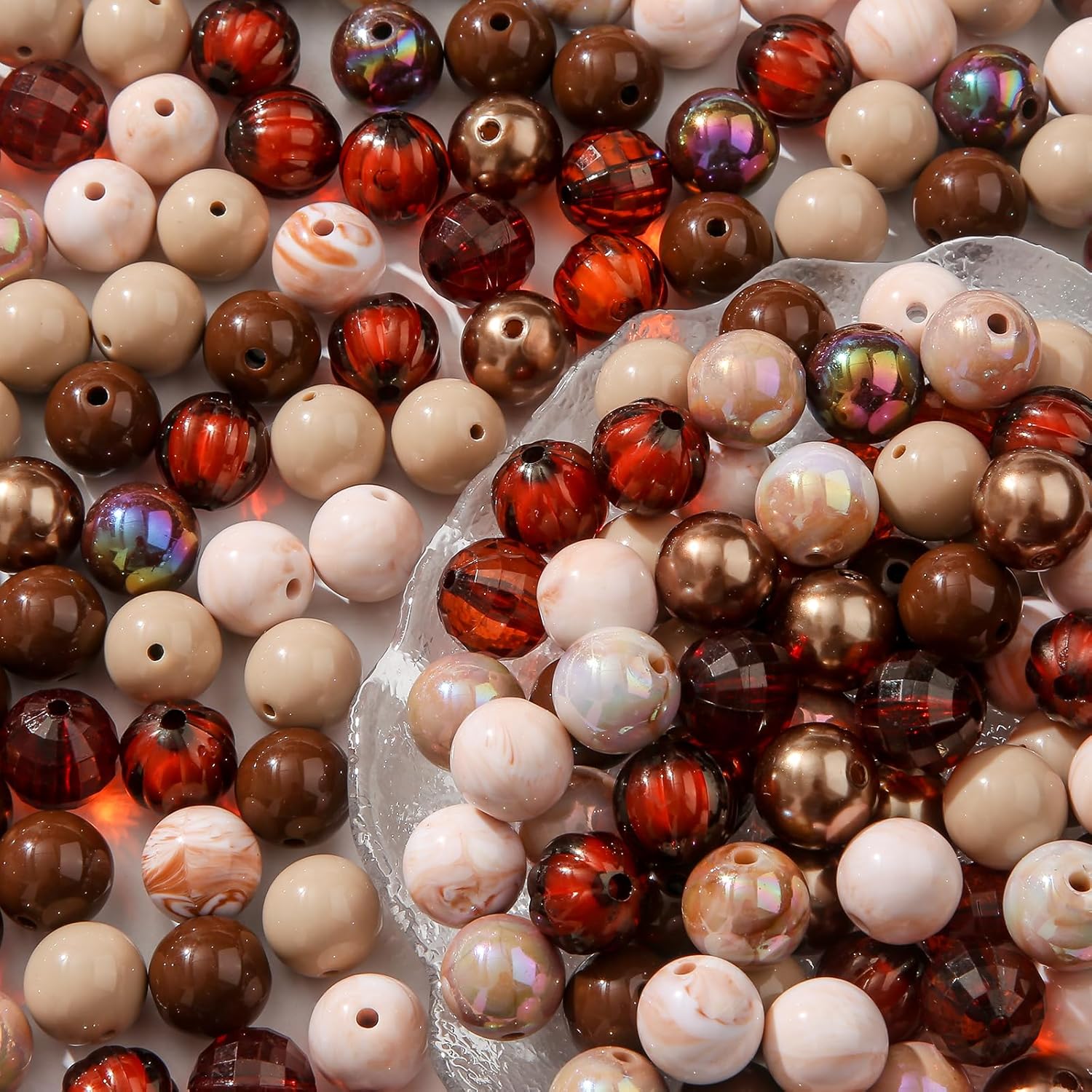 16mm Acrylic Bead 100pcs Brown Focal Spacer Bead Chunk Bubblegum Beads for DIY Crafting Necklace Bracelet Jewelry Making Keychain (Brown) - Image 5