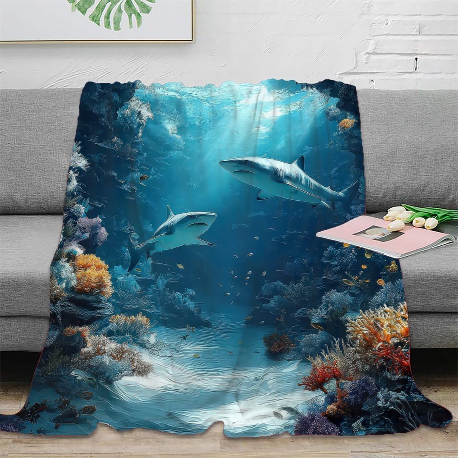 Plaid marine life art 150x200cm contre le froid en voyage