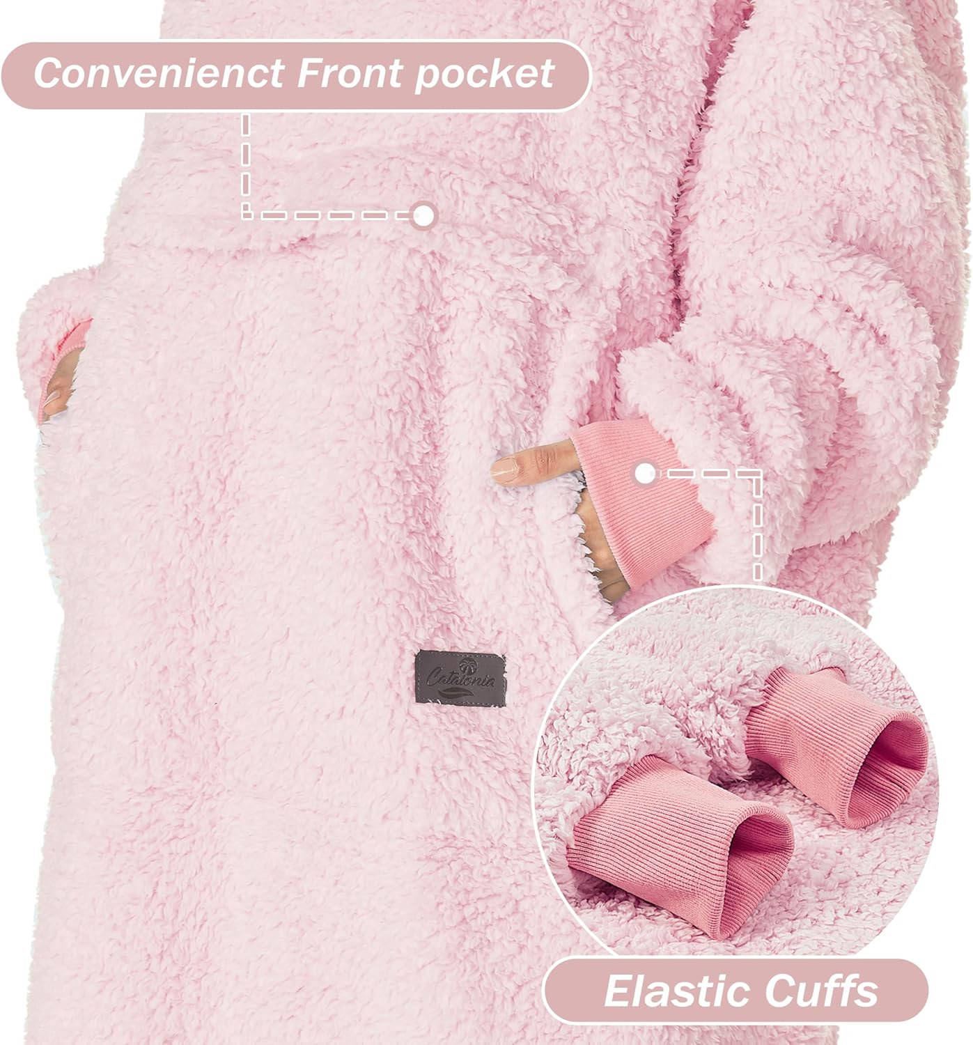 Catalonia Oversized Blanket Hoodie Sweatshirt, Fleece Pullover with Large Front Pocket for Adults Men Women - Image 3