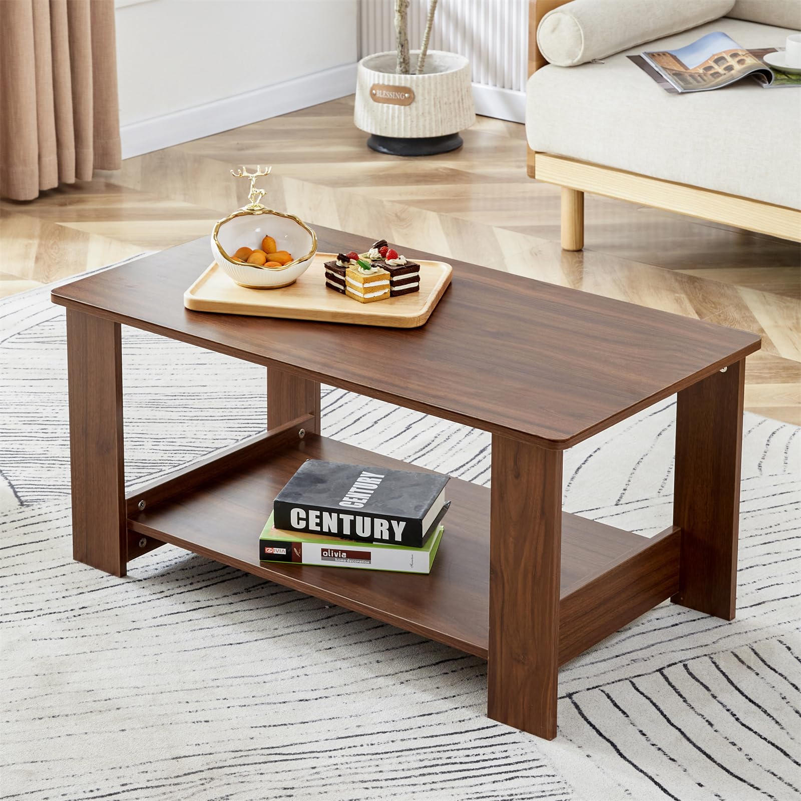 Amazon.com: LKJYBG Coffee Table, One Size, Walnut Small : Home