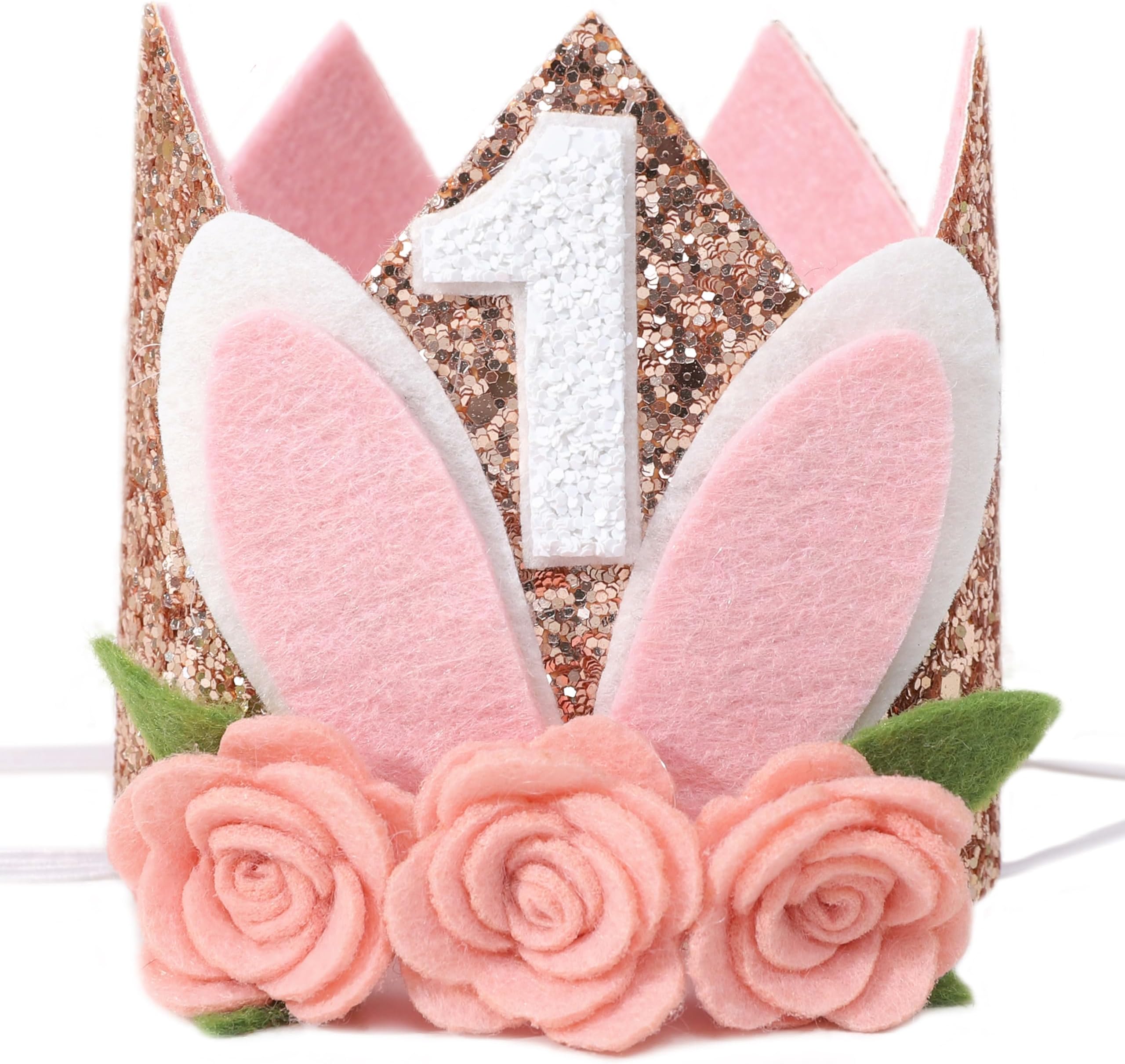 Some Bunny Is One 1st Birthday Crown - Easter Bunny Floral 1st Birthday Hat for Girls, Easter Rabbit Girl Birthday Decor, Spring 1st Birthday Decoration