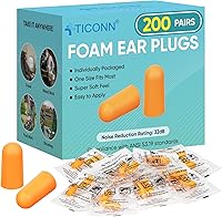 TICONN 200 Pairs 32dB Noise Reduction Earplugs for Sleeping, Hearing Protection, Travel, Study & Construction Sites