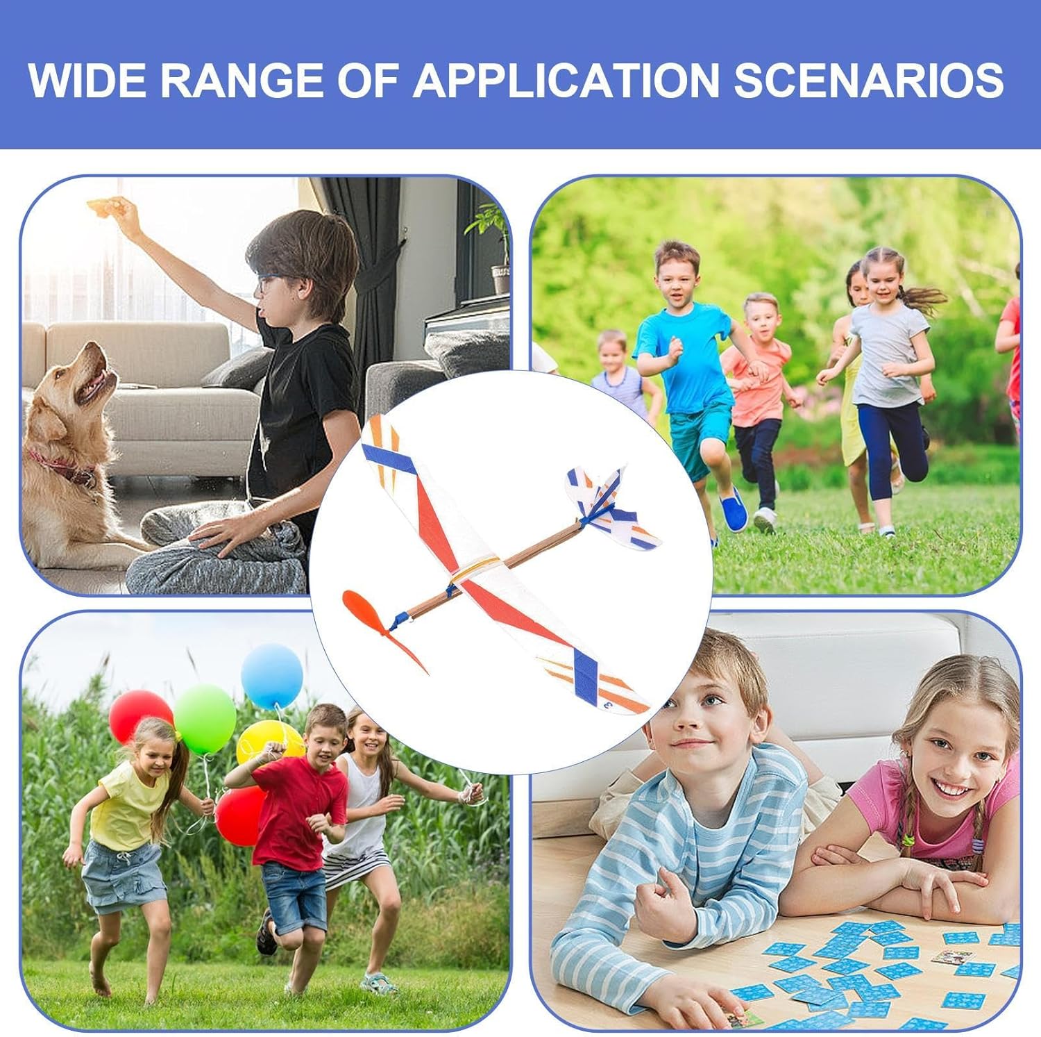 Rubber Band Powered Airplane - Traditional Balsa Wood Airplane Kit | Rubber Band Powered Flying Glider | Throwing Glider Airplanes Toy for Camping Beach Vacation Backyard Indoor Outdoor