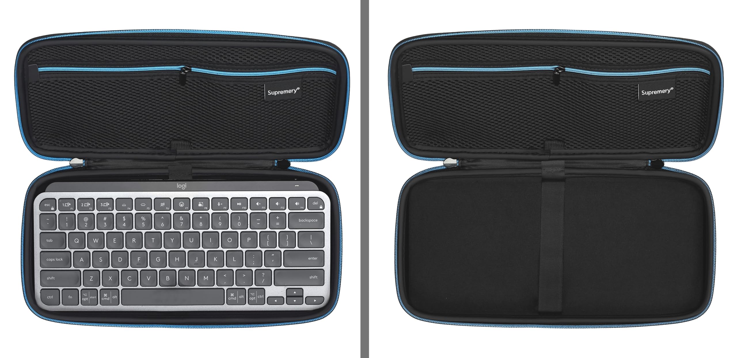 Tasche kompatibel mit Logitech MX Keys Mini Kabellose Tastatur – Hartschalen Case Hülle mit Innenorganizer & Reißverschluss – Schutz- und Transporttasche für Tastatur & Zubehör