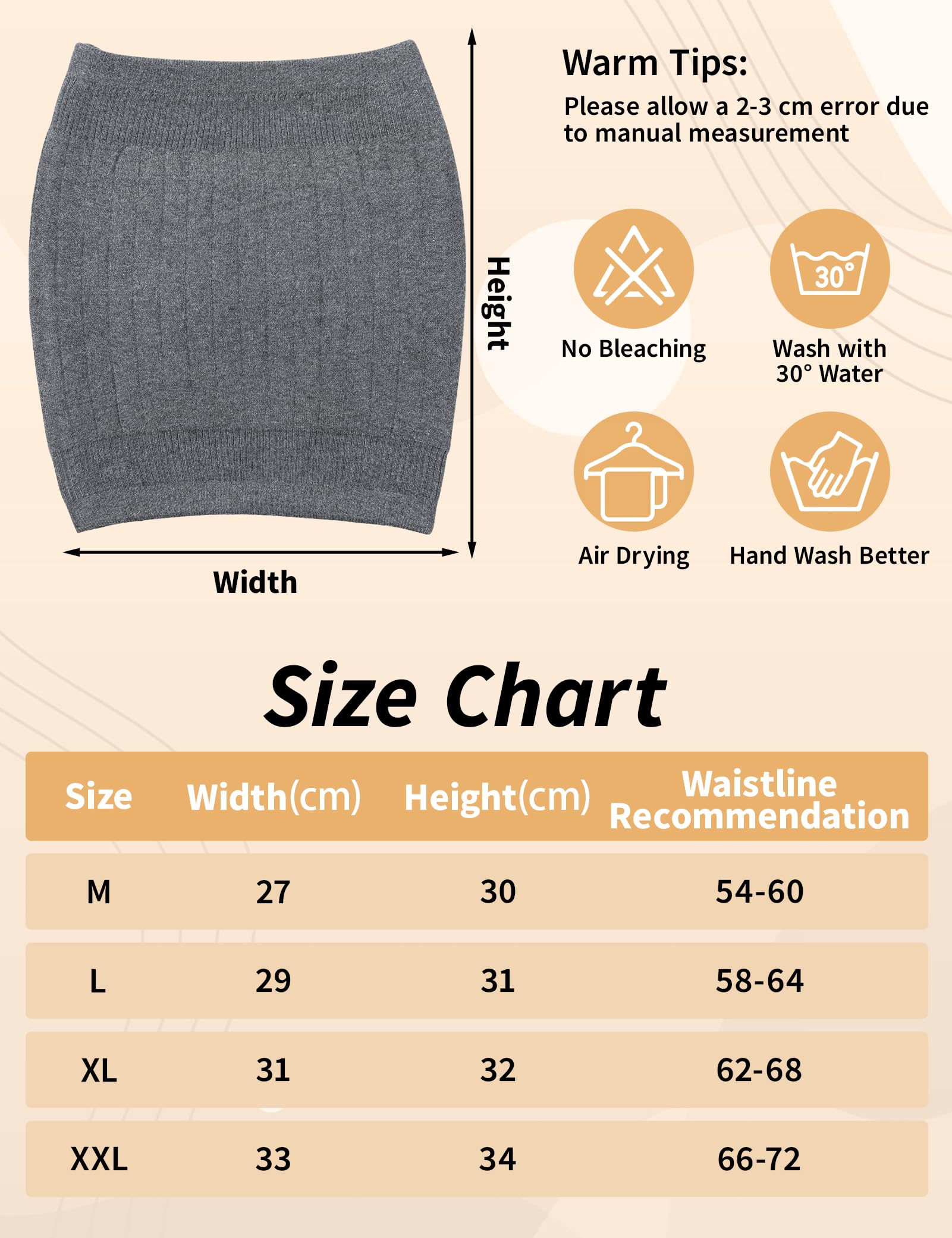 Becellen Faja Lumbar Lana, Cálido Elástico Abdomen Calentador Cachemira Faja Lumbar Mujer Dolor Espalda Anti-Frío Calentador de Riñón Invierno Cintura Soporte para Mujer Hombre