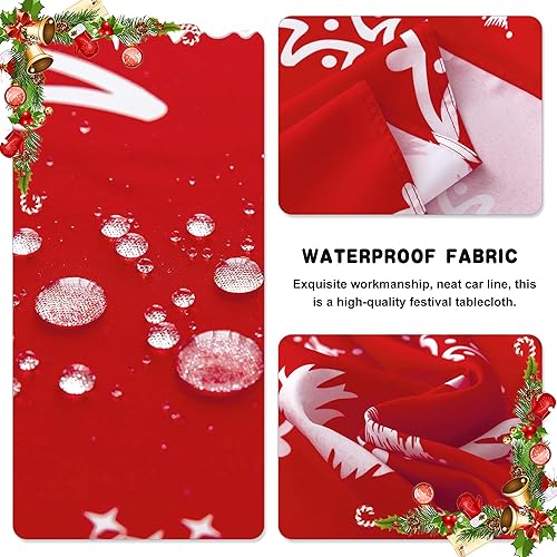 Miniatura 4 de Mantel rectangular de Navidad, impermeable, resistente a las arrugas, lavable, con estampado de árbol de Navidad, mantel de tela decorativa para