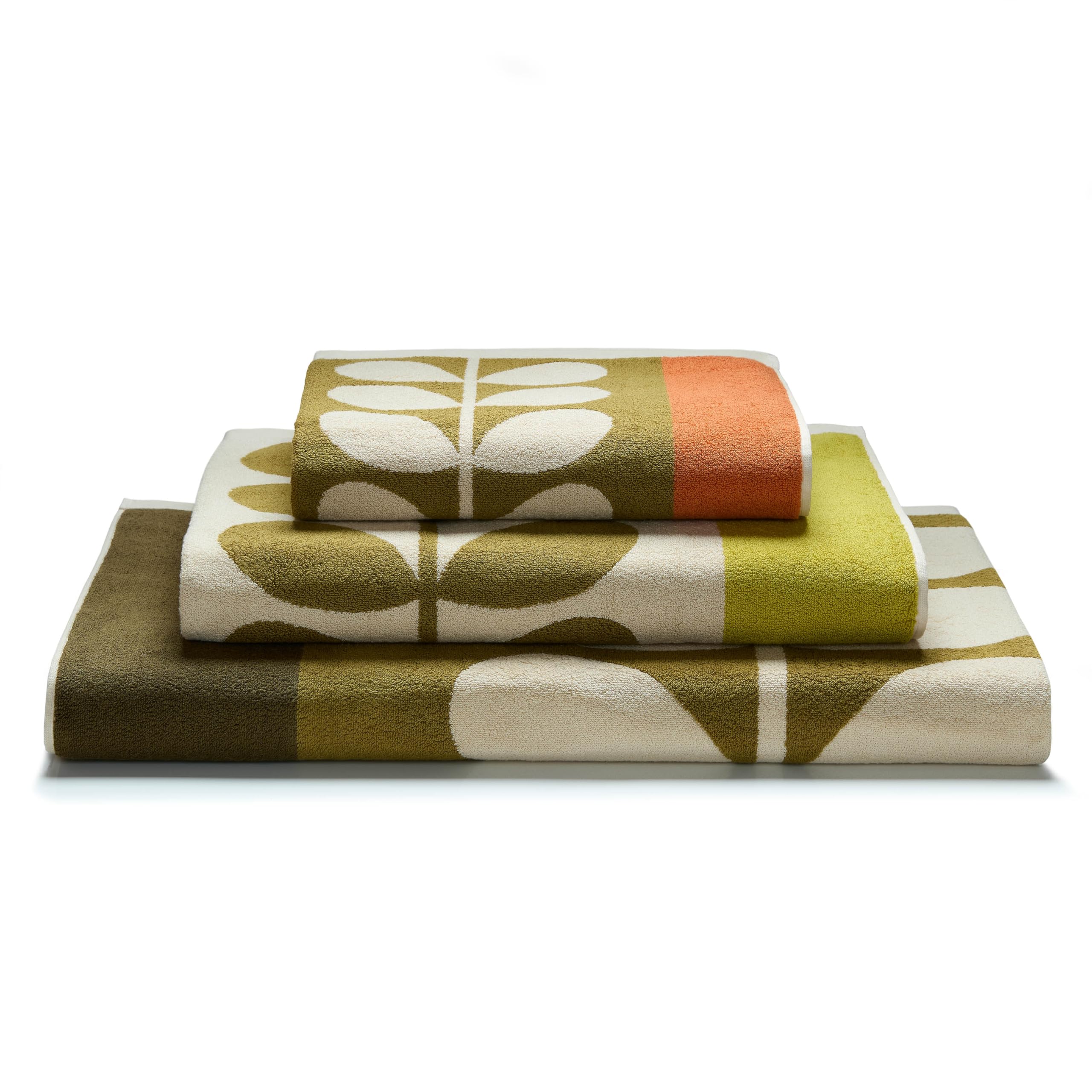Orla Kiely Cut Stam Badkamerhanddoek Tulip Pink & Paprika 100% Katoen (Bath Handdoek 70cm x 125cm