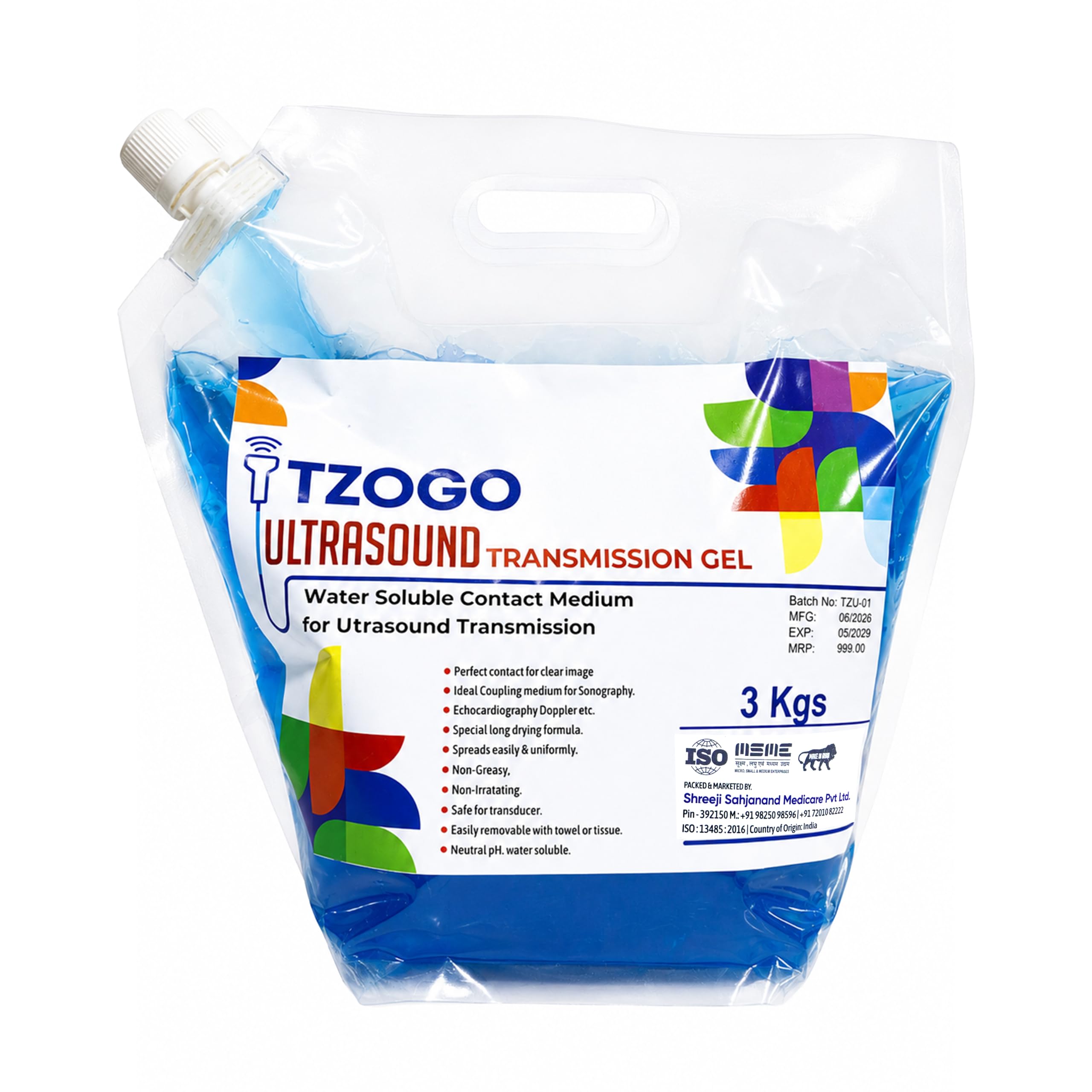 Ultrasound Transmission Gel 3 Kg Refill Pack | Water Soluble Contact Medium for Ultrasound, Sonography, Doppler & Physiotherapy | Non-Greasy, Long-Lasting Conductive Gel | Medical Diagnostic Coupling Gel | Ultrasound Use-image-48