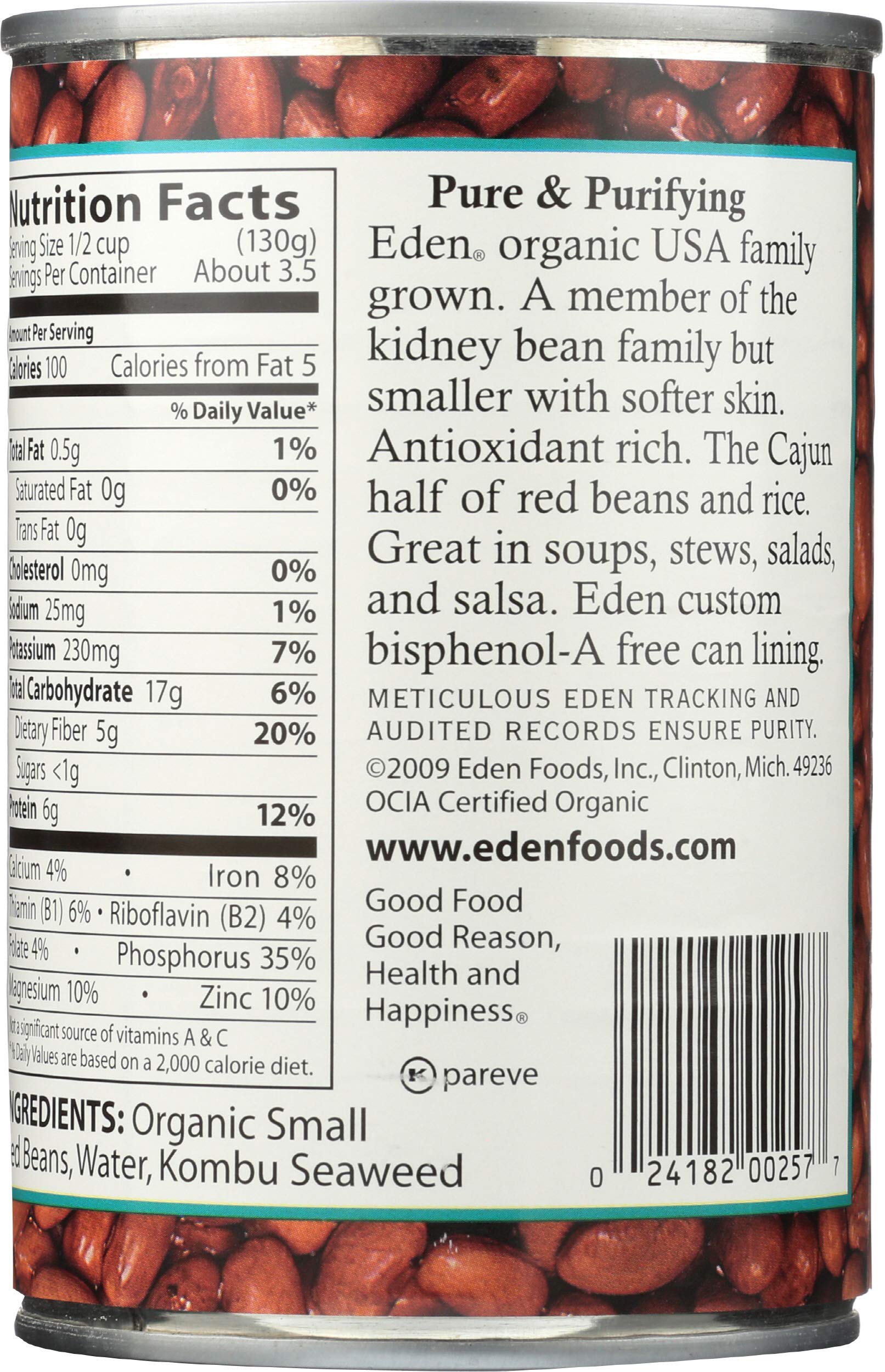 Eden Organic Small Red Beans, No Salt Added, 15-Ounce Cans (Pack of 12)