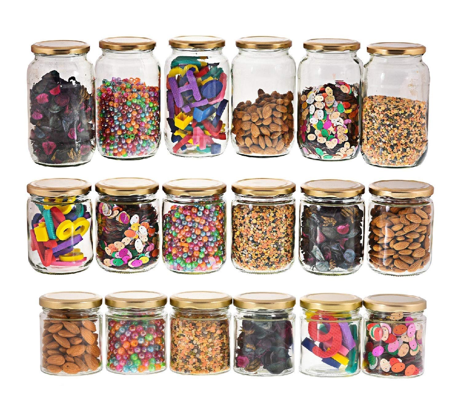 Machak Round Glass Jar Kitchen Container Set with Rust Proof Cap, (200,500,1000ml) Clear (18) (B07R5Q8QFD) Amazon Price History, Amazon Price Tracker