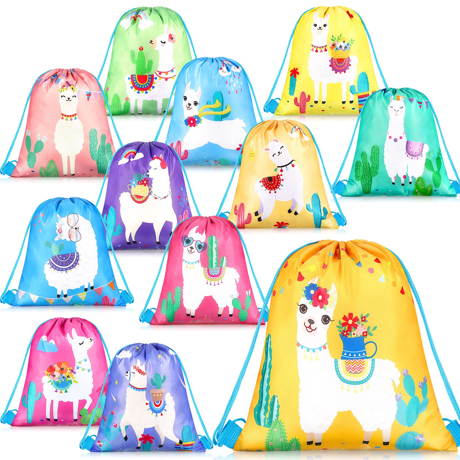 12 Pack Mexican Fiesta Party Favor Drawstring Bags Llama Party Favor Bags Cinco De Mayo Taco Bar Deacorations Goodie Candy Birthday Gift Treat Cartoon