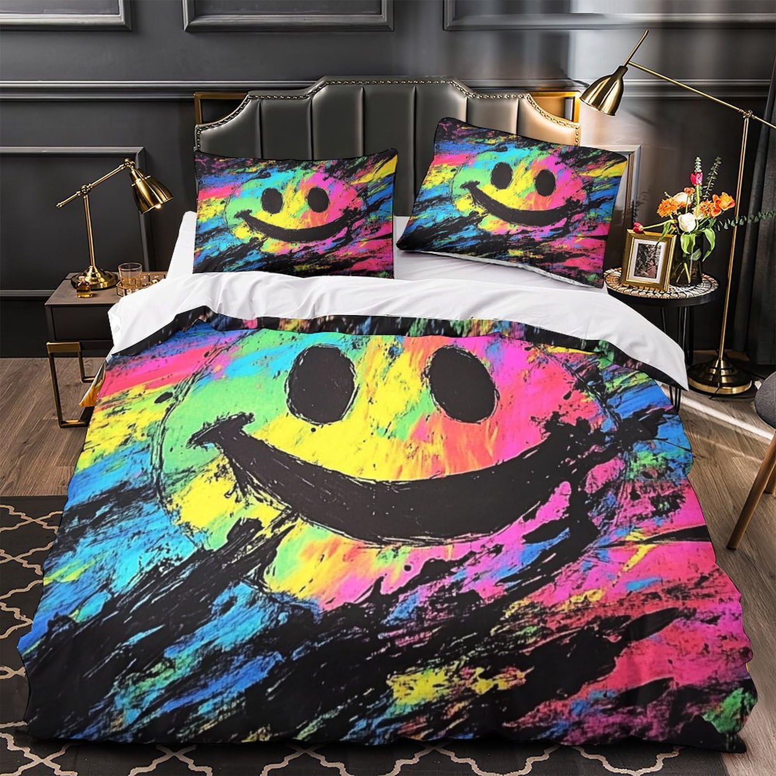 Housse de couette microfibre respirante motif chien lit King 3D