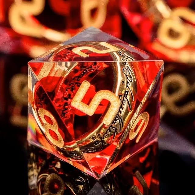 Foto 5 de 5 de Elifel DND Dados de rol Señor de los Anillos Juego Dado Poliédrico y de rol Borde Afilado de Resina Dados D&D…