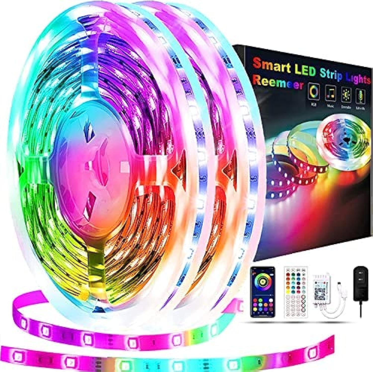 20m/65.6ft Led Strip Lights, Led Lights Strip Music Sync Color Changing Led Strip Lights App Control and Remote Led Lights for Bedroom Party Home Decoration