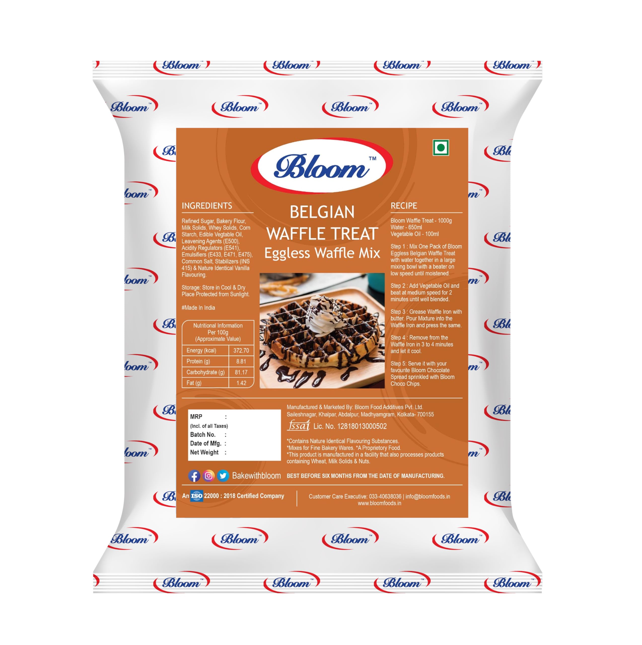 Blooms 1kg Waffles Cake Mix - Eggless, Moist, Perfectly Blended for Bakery-Quality, Fluffy Texture, Convenient Baking Solution (Belgian-Waffle) (B0CXSTGD1H) Amazon Price History, Amazon Price Tracker