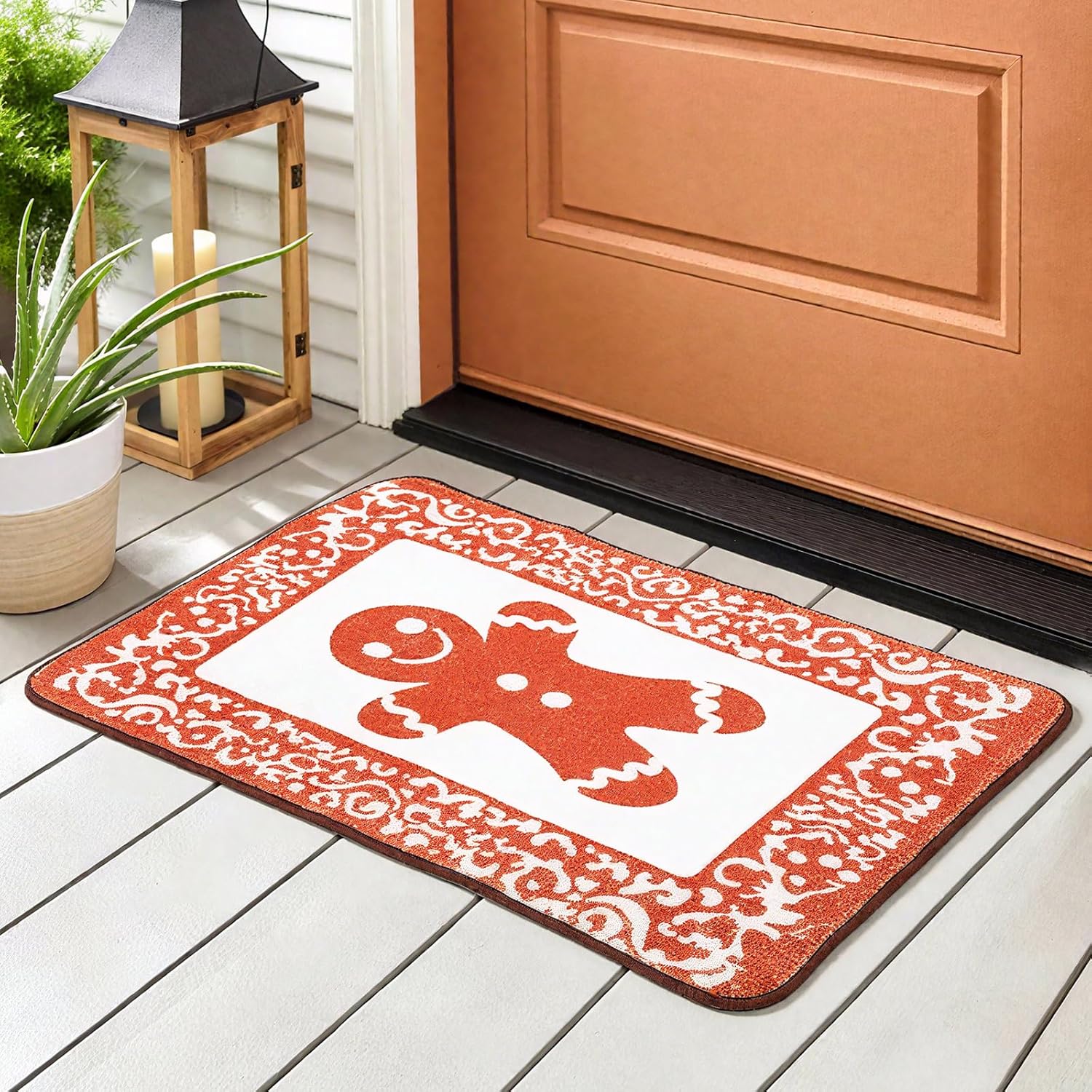 Dunzy Christmas Tufted Gingerbread Bath Rugs 31 5 x 19 69 Inch Nonslip Bathroom Welcome Door Mat House