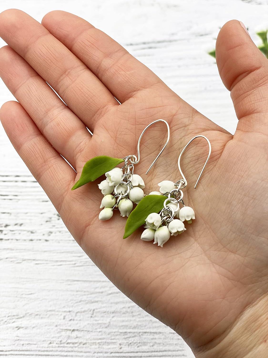 Lily of the valley flower earrings statement nature jewelry - Image 5