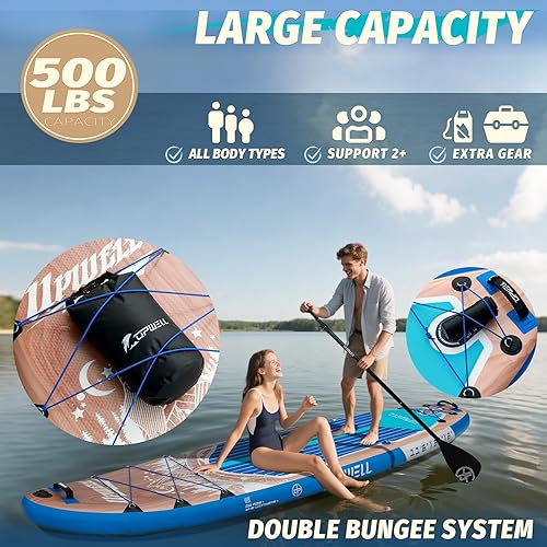 Miniatura 10 de UPWELL Tabla de remo inflable de 10'6"11'11'6", tabla de remo de pie para jóvenes y adultos, diseño estable, accesorios de SUP premium, mochila,
