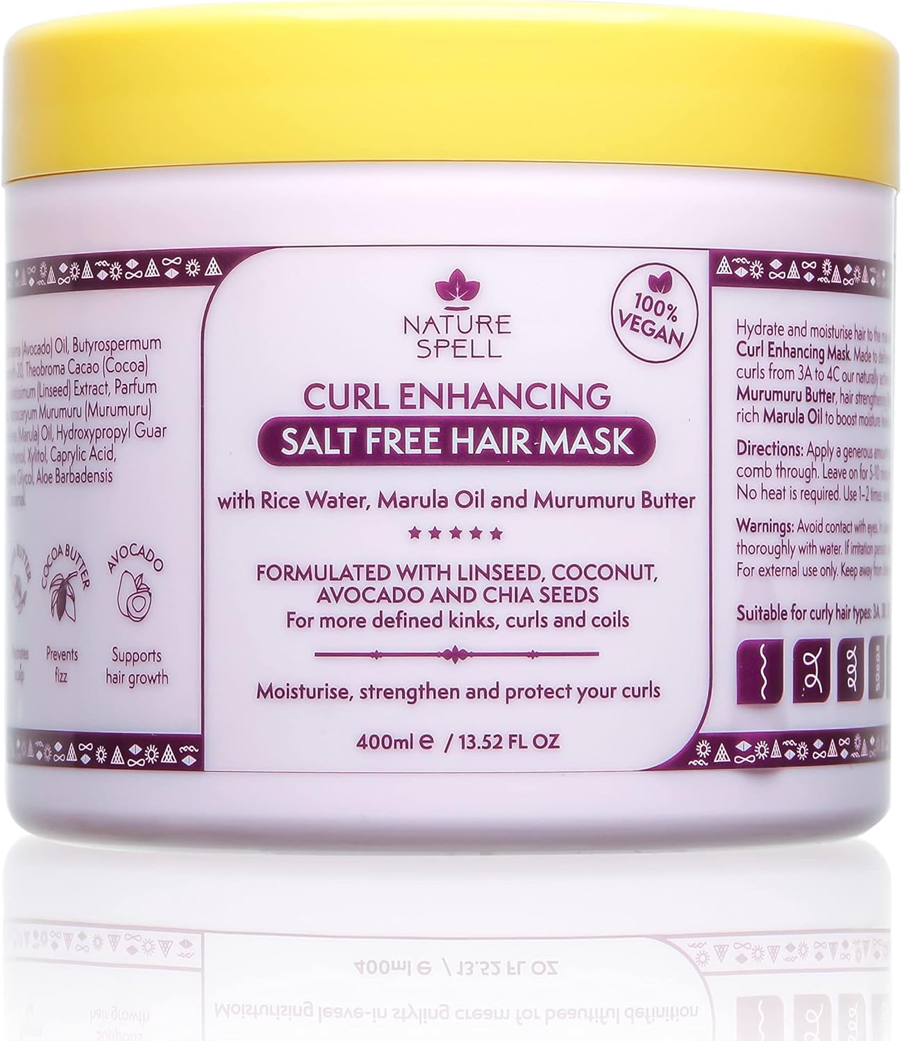 Curl Enhancing Hair Mask For Curly Hair By Nature Spell 400ml Infused With Rice Water Linseed For All Curl Types Sulphate Free Hair Mask 100 Vegan Made In The Uk