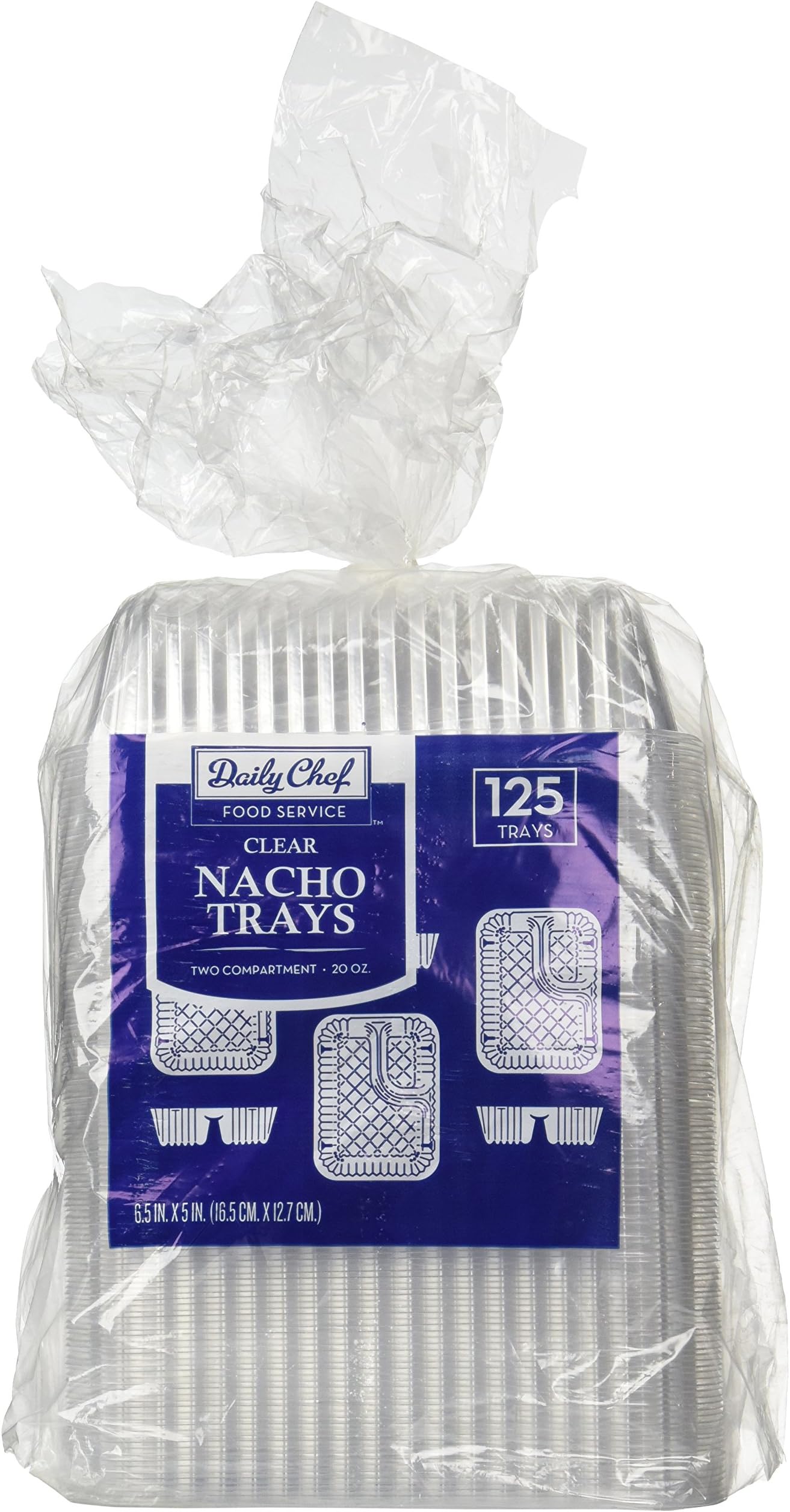 Disposable Clear Plastic Nacho Trays - 20oz, 125-Count