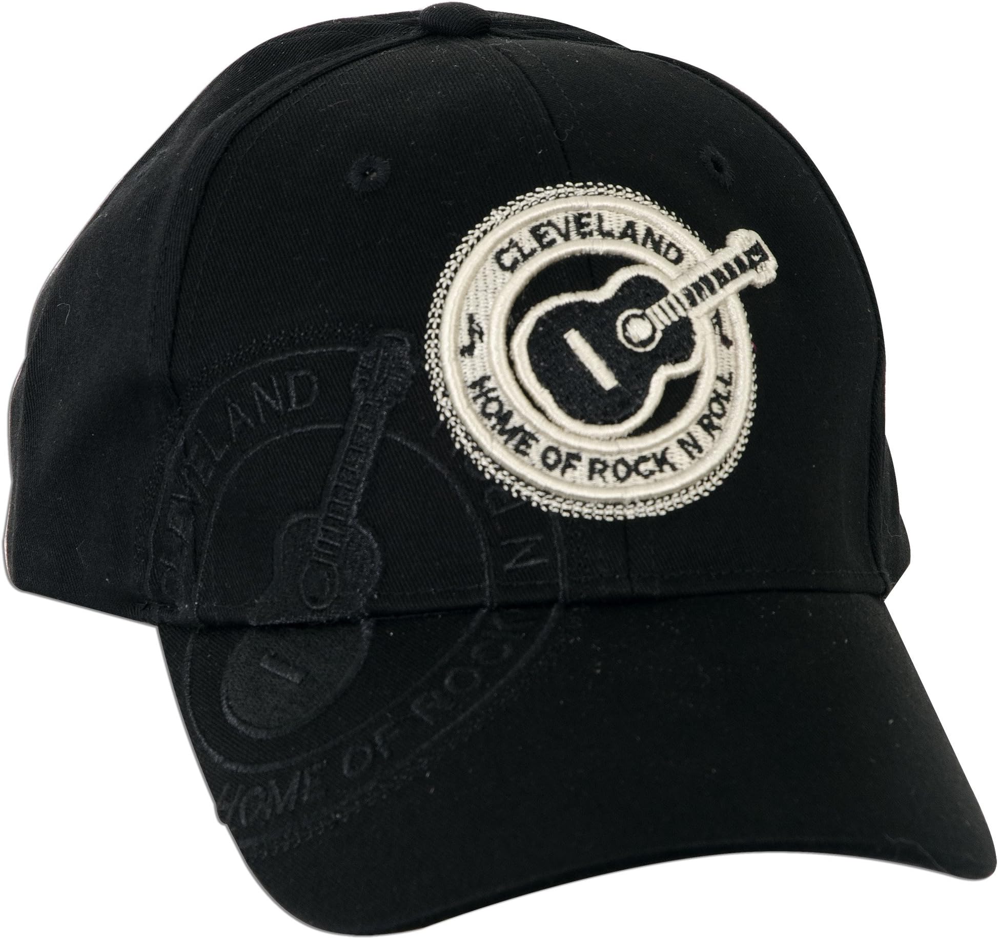 CPCL03 Cap/Cleveland Stamp with Guitar - Black with White