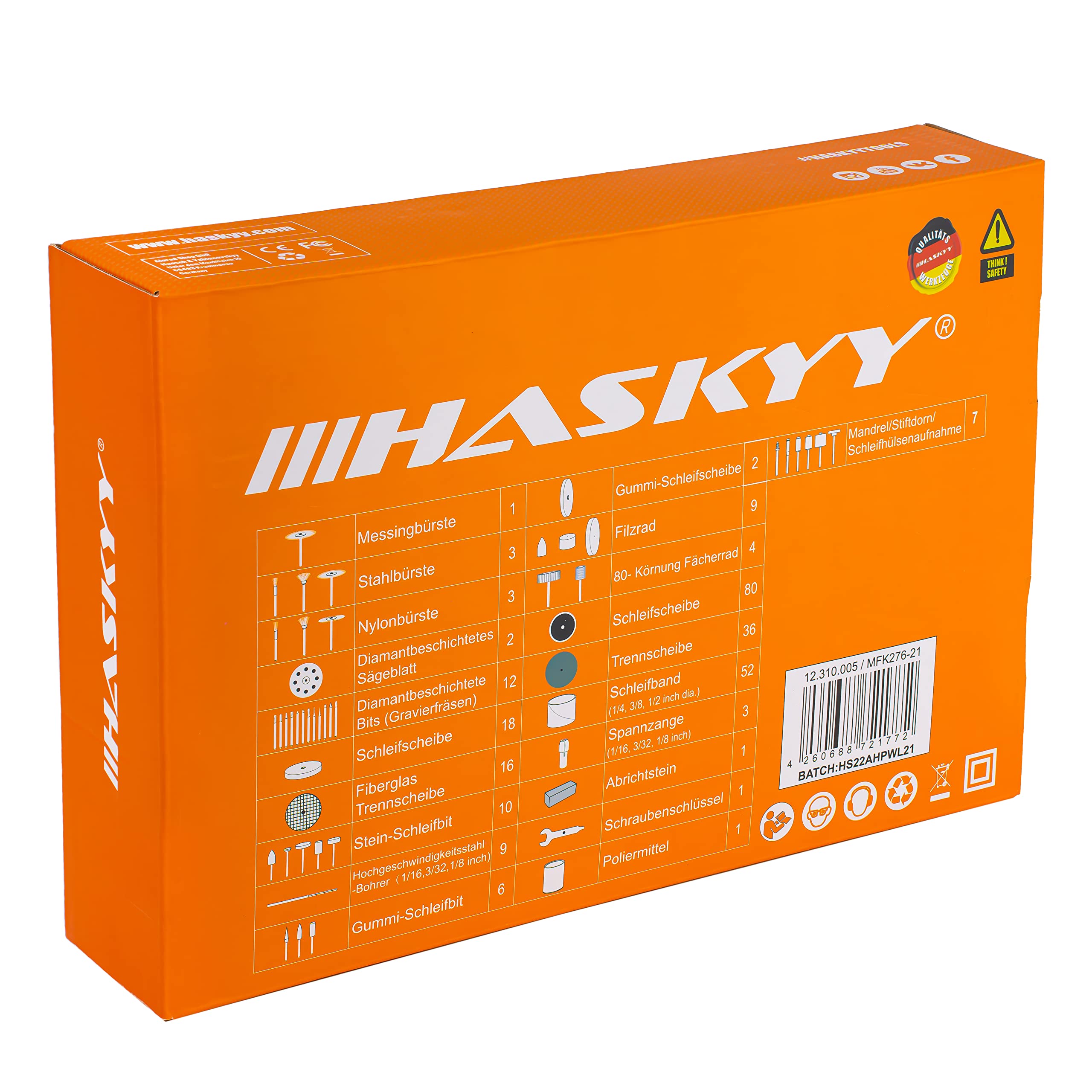 HASKYY Kit Accessoires Outil Rotatif 276 Pièces pour Ponçage, Découpe, Polissage, Gravure et Perçage – Coffret avec Disques à Tronçonner, Accessoires de Polissage et Mini Forets