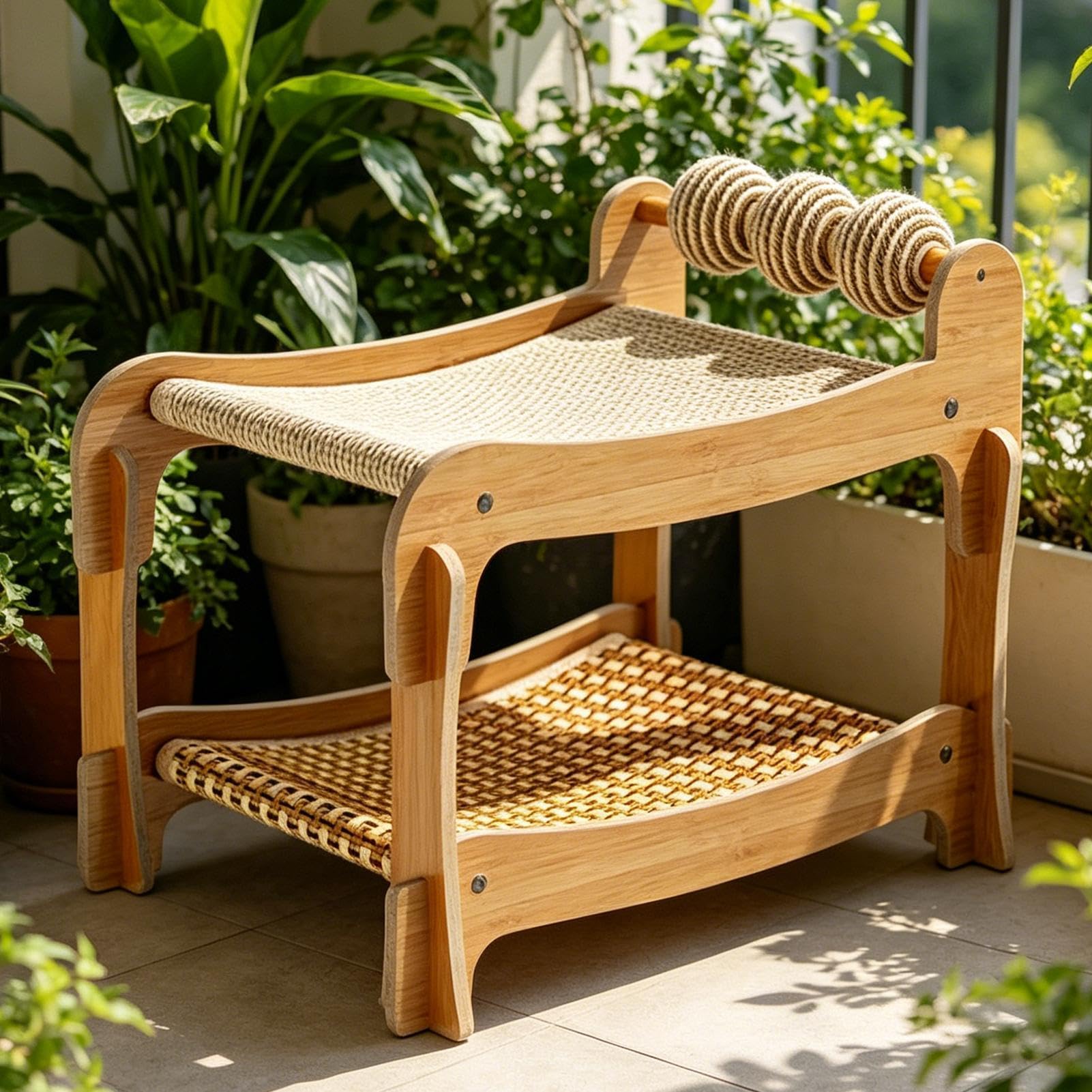 Cama Hamaca De Descanso Para Gatos Hamaca lavable de madera transpirable 2 | Rascador Cama Litera para Mascotas Felinas En Hogar, Dormitorio, Apartamento, Habitación, Salón, Residencia, Piso