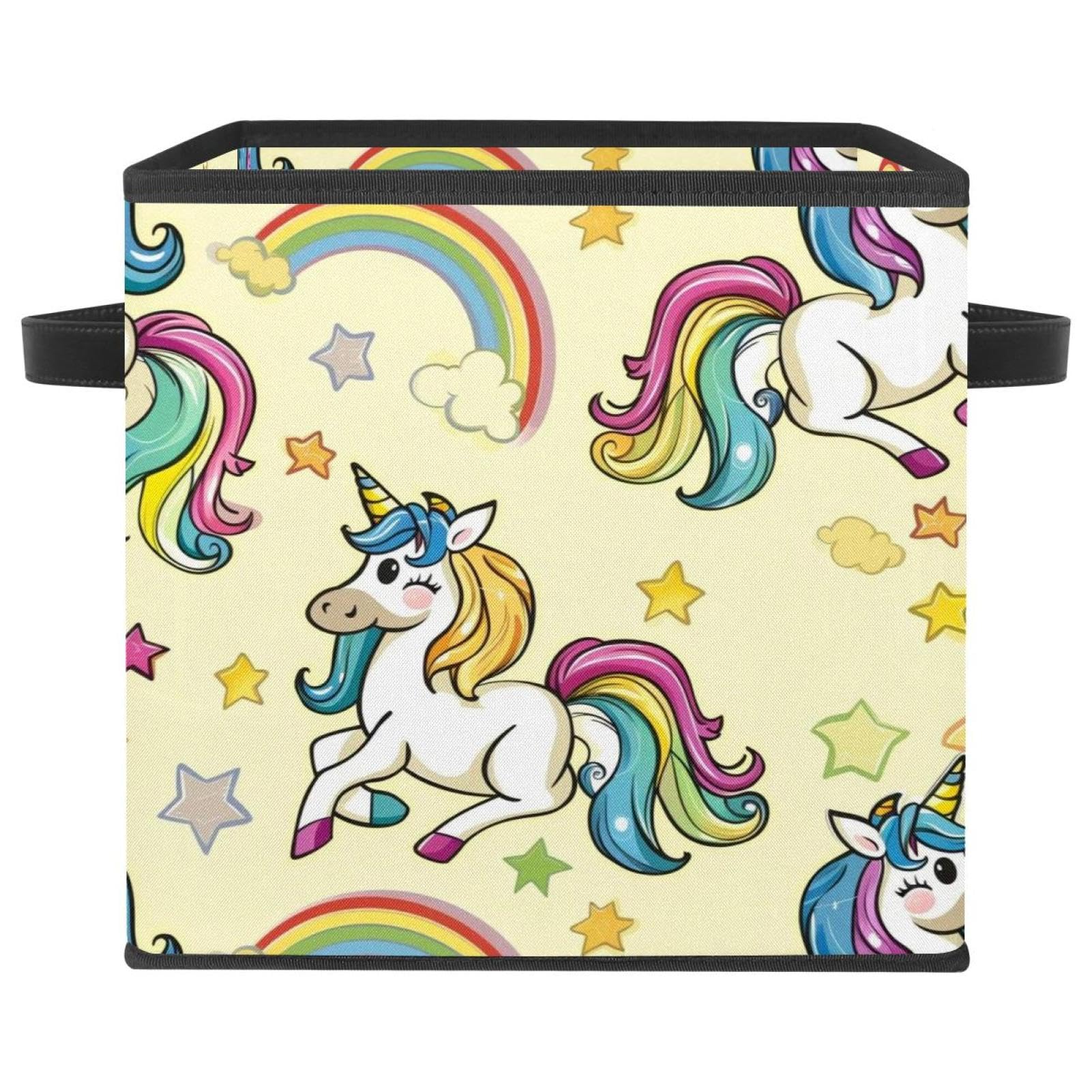 Boîte de rangement licorne contre le désordre des vêtements et jouets sur étagère