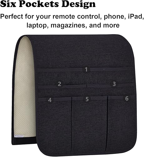 Miniatura 2 de Soporte de control remoto para sillón reclinable, organizador antideslizante con 5 bolsillos para revista, tableta, teléfono, iPad