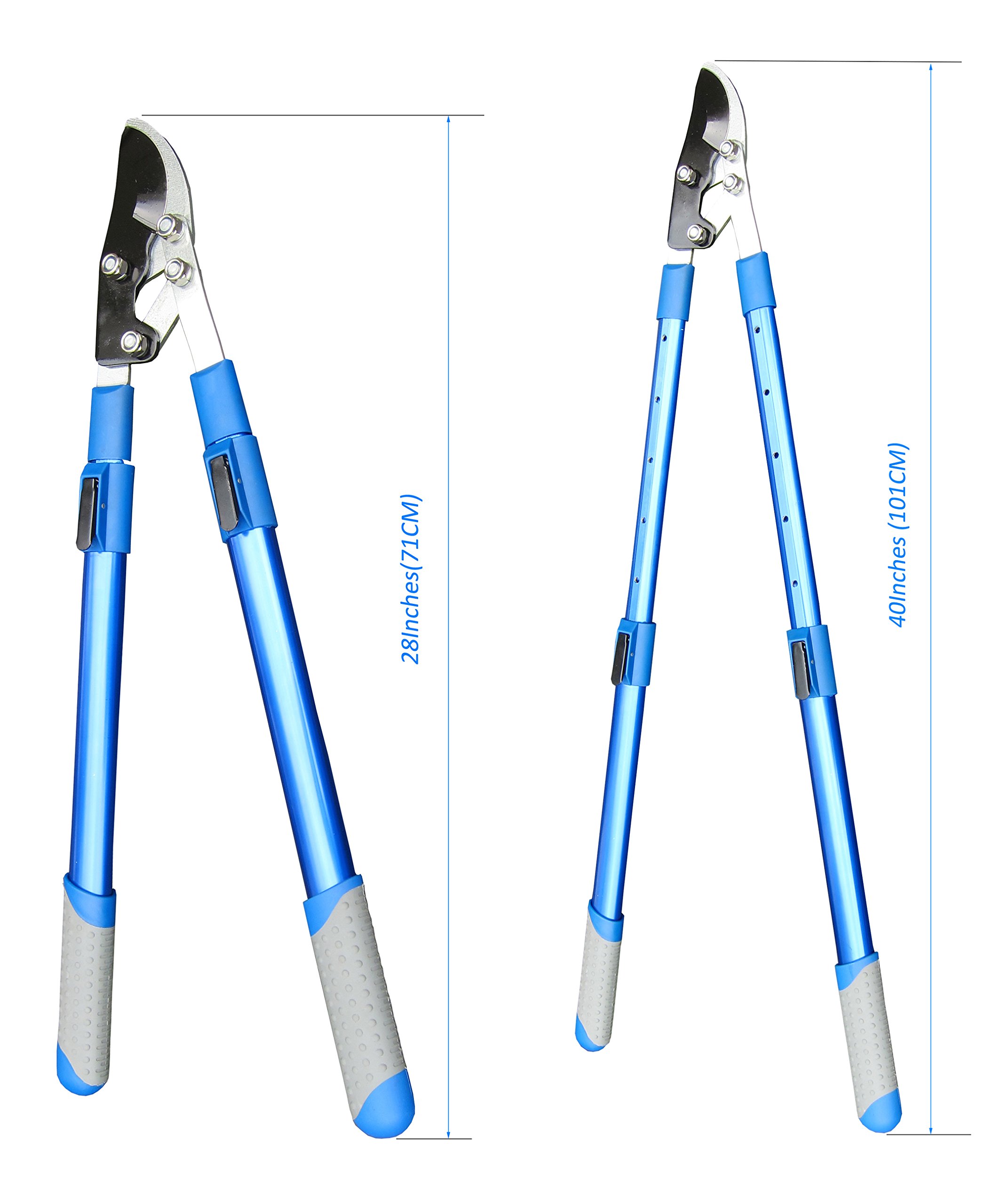 Professionelle Compound Action, Lopper – erweiterbar von 30 cm bis 40 cm –-Edelstahl, Klinge aus Aluminium, Soft-Touch-Griff, Hebel Kraft Telescopic Lopper 40-inch
